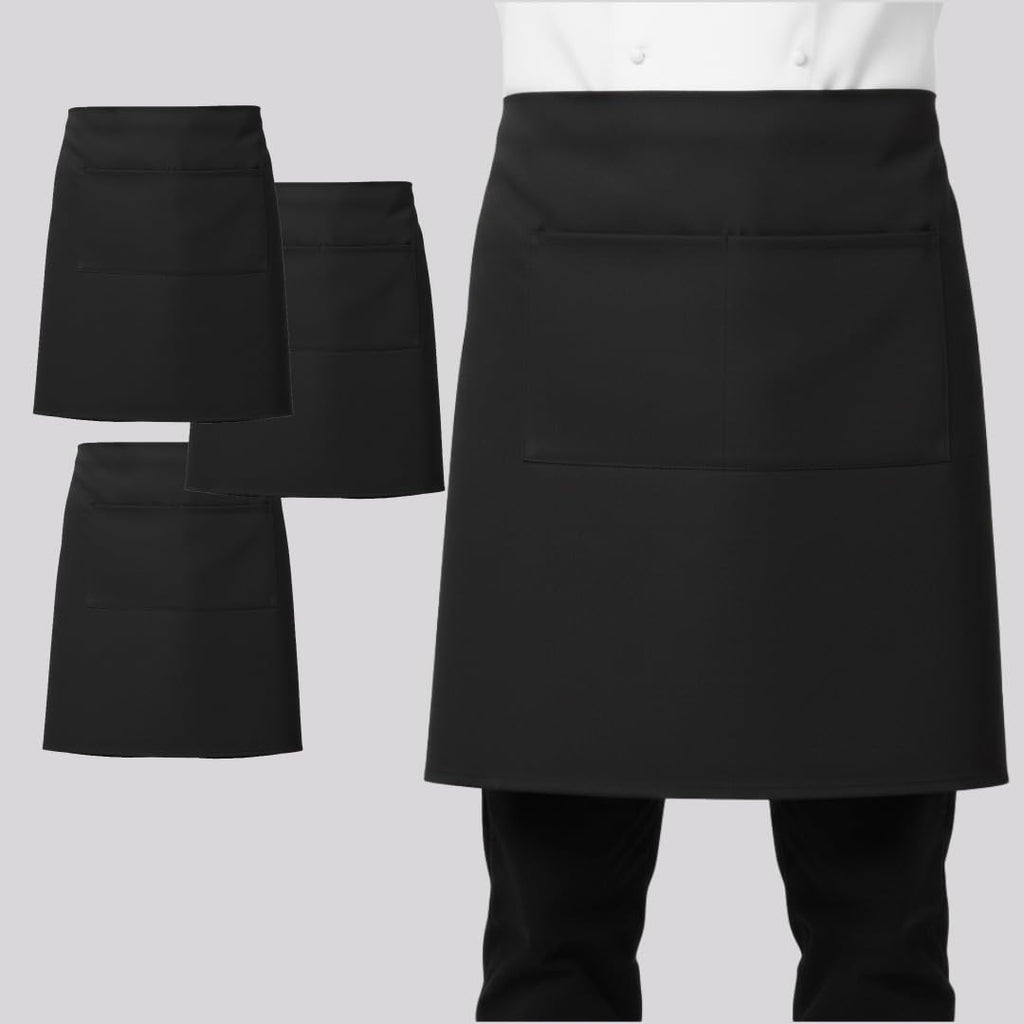 LEFUNDA® Delantal de Cocina Impermeable con 3 Bolsillos Ajustable, Delantal de Barbacoa con Correas Largas, Delantal de Cocina para Hombres y Mujeres, Cocinar, Restaurante, Café, Hornear (Negro)