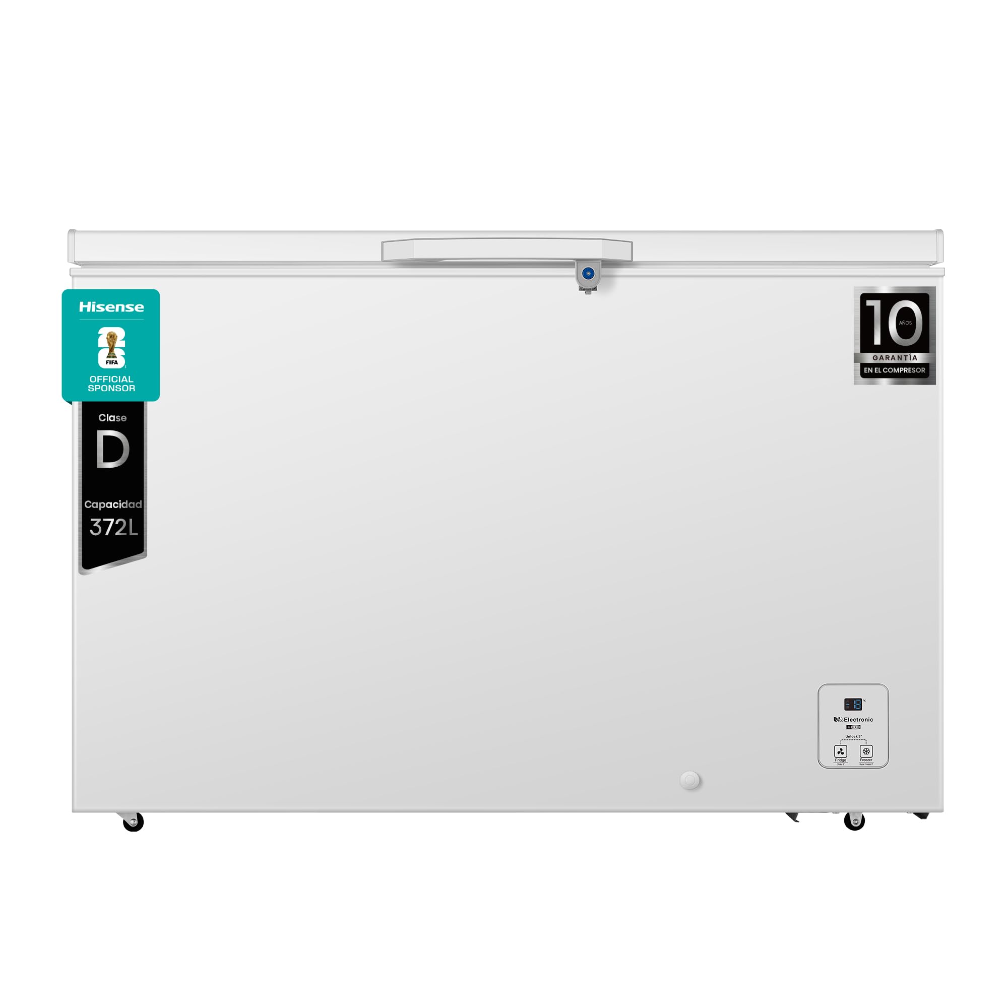 Hisense FT321D4AWLE - Arcón Congelador Horizontal, Cesta con Asa, Función Dual convertible en Modo Frigorífico, con 248 L de Capacidad Neta, Silencioso, Color Blanco