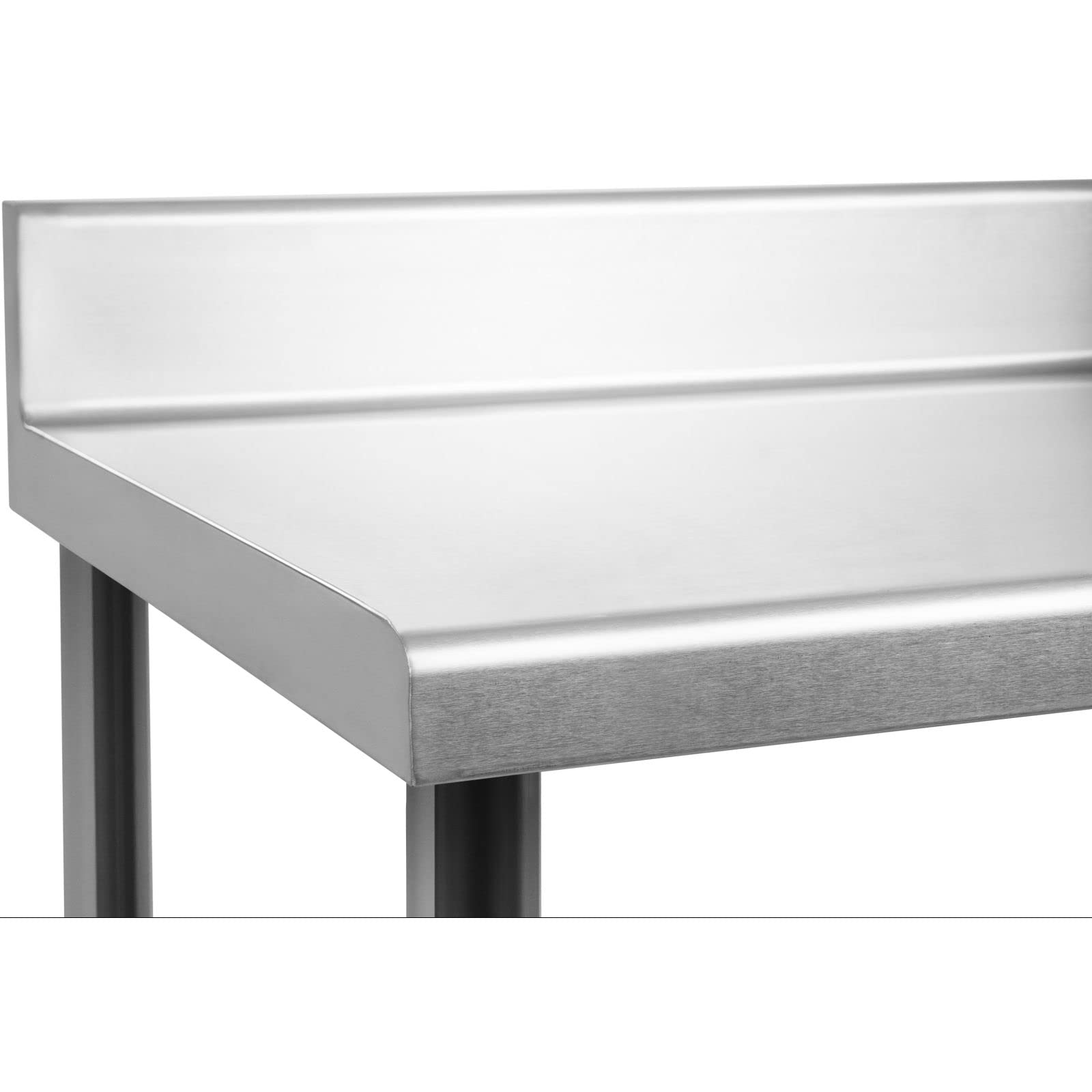Royal Catering RCAT-180/60-S - Mesa de Trabajo (Acero Inoxidable, 180 x 60 cm, 1 Superficie de Trabajo y 1 Estante, hasta 400 kg, con Cantos Ajustables, Acero Inoxidable)