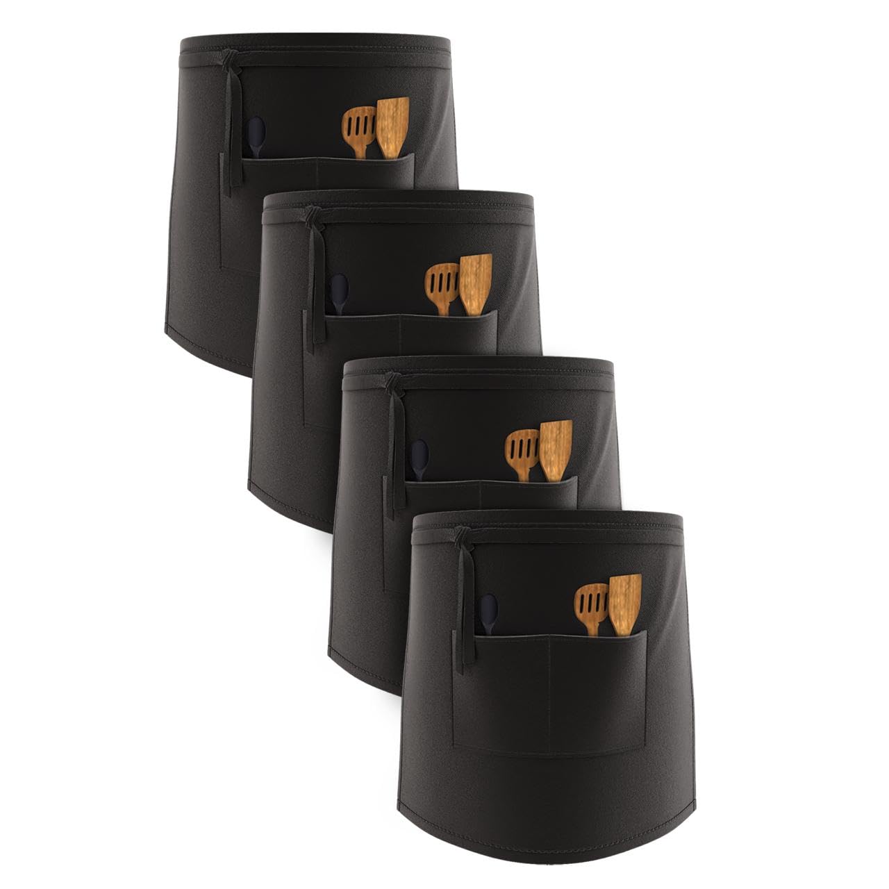 LEFUNDA® Delantal de Cocina Impermeable con 3 Bolsillos Ajustable, Delantal de Barbacoa con Correas Largas, Delantal de Cocina para Hombres y Mujeres, Cocinar, Restaurante, Café, Hornear (Negro)