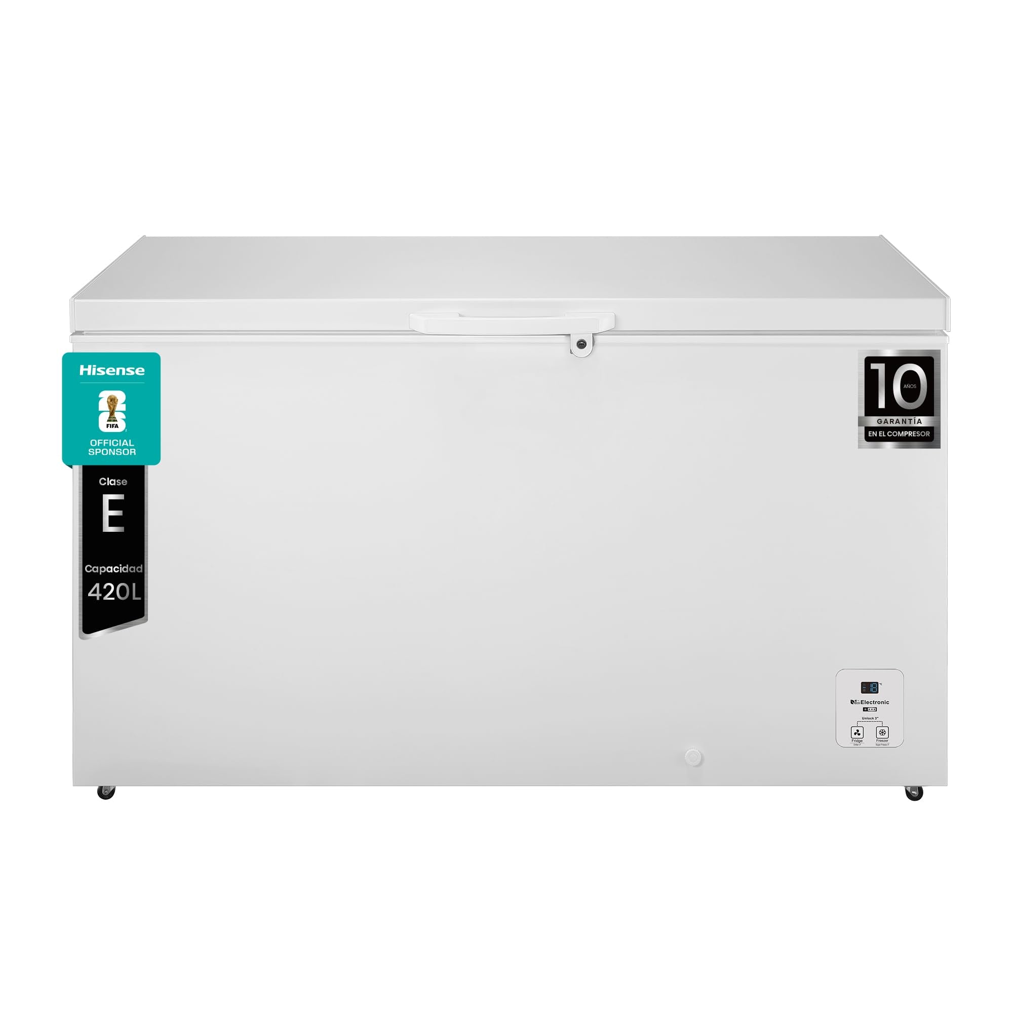 Hisense FT321D4AWLE - Arcón Congelador Horizontal, Cesta con Asa, Función Dual convertible en Modo Frigorífico, con 248 L de Capacidad Neta, Silencioso, Color Blanco