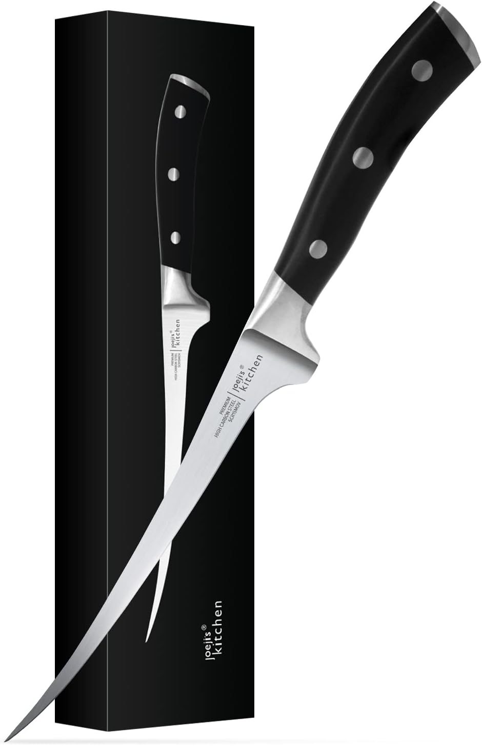 joeji's Kitchen Cuchillo Deshuesador y Filetear 32cm | Hoja Flexible Acero Inoxidable | Deshuesar, Filetear, Recortar Carne y Pescado | Mango Ergonómico y Funda