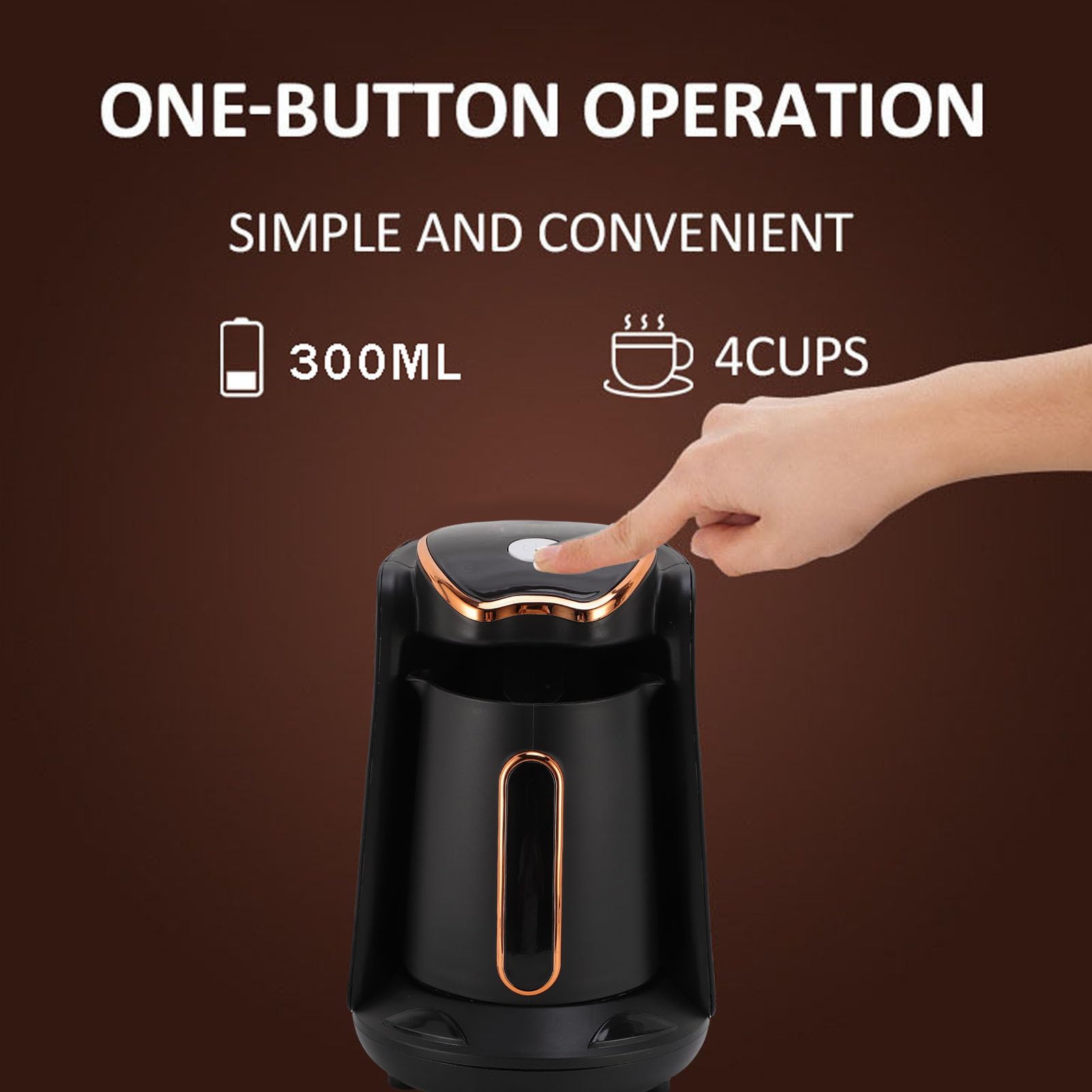 Turca, 600 W Máquina de café Turco Eléctrico con Quema Anti -seco Anti -desbordamiento, 4 Tazas de Bebidas Calientes Portátiles para (EU enchufe 220V)