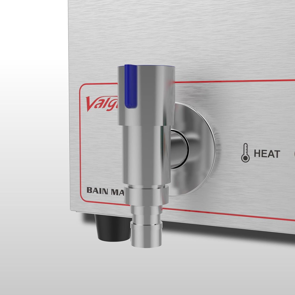 Valgus Calentador de Vapor eléctrico de sobremesa Commercial Stainless Steel 3 Sections 16L Bain Marie con Tapa y Grifo para Fiestas, Banquetes y Catering