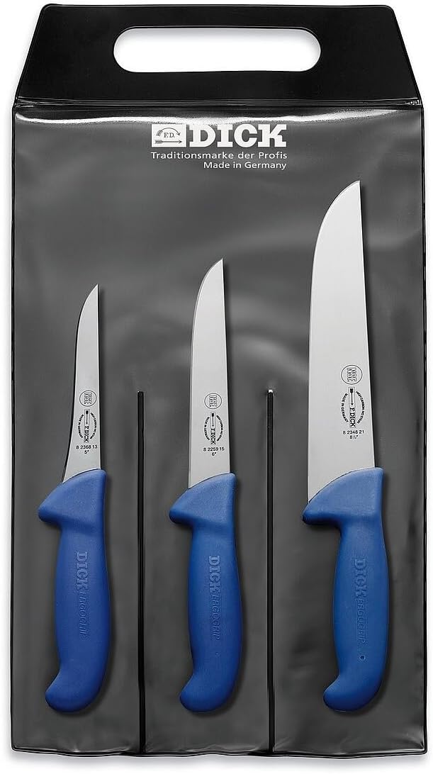 F. DICK ErgoGrip 82559000 - Juego de cuchillos para deshuesar (3 piezas, 13 cm de ancho, cuchillo de 15 cm de ancho, 21 cm, HRC 56°)
