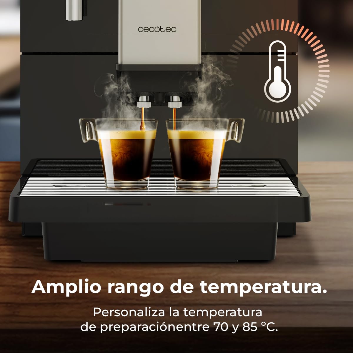 Cecotec Cafetera Superautomática Comercial Cremmaet Lounge. 2900W, Pantalla Táctil, Molido Uniforme, 2 Molinillos, 35 Bebidas, 2 Depósitos de Café en Grano 700gr y 2 Depósito para Leche en Polvo