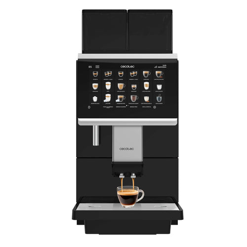 Cecotec Cafetera Superautomática Comercial Cremmaet Lounge. 2900W, Pantalla Táctil, Molido Uniforme, 2 Molinillos, 35 Bebidas, 2 Depósitos de Café en Grano 700gr y 2 Depósito para Leche en Polvo