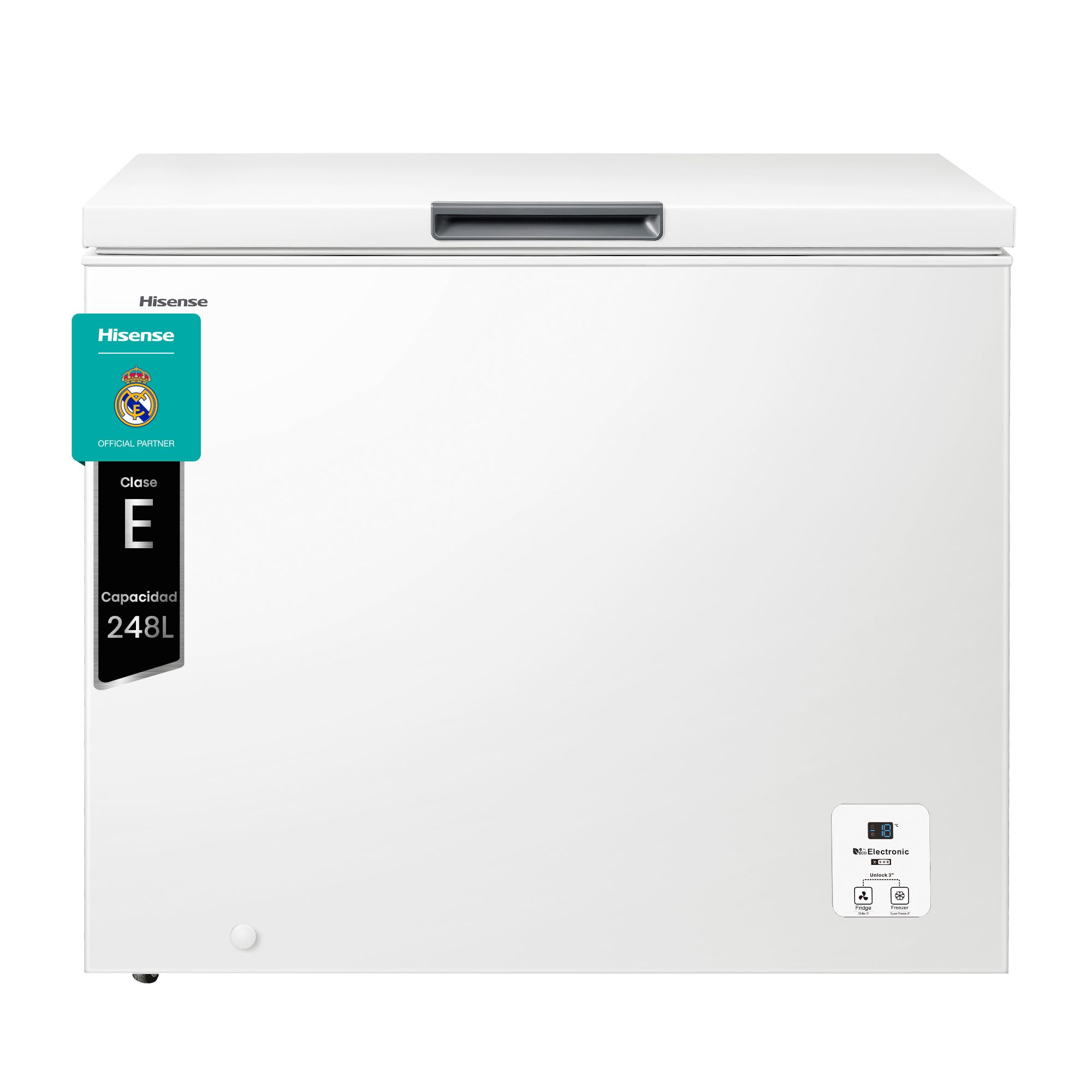 Hisense FT321D4AWLE - Arcón Congelador Horizontal, Cesta con Asa, Función Dual convertible en Modo Frigorífico, con 248 L de Capacidad Neta, Silencioso, Color Blanco