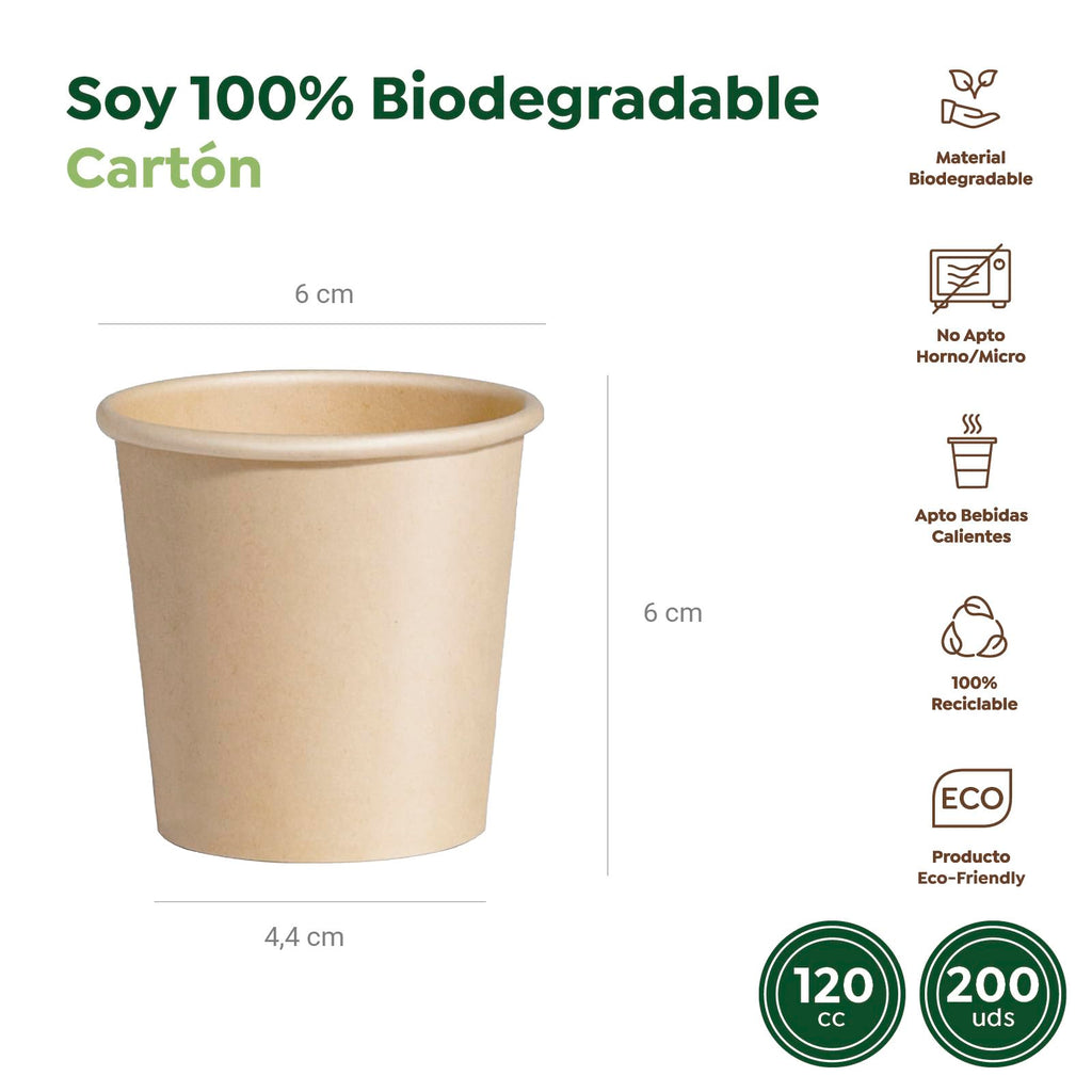 MAXI PRODUCTS - Vasos Café Desechables Kraft - Vasos Cartón - Vasos Desechables Catering - Vasos Café para Llevar - APTO BEBIDAS CALIENTES Y FRÍAS (120 cc, 200 unidades)