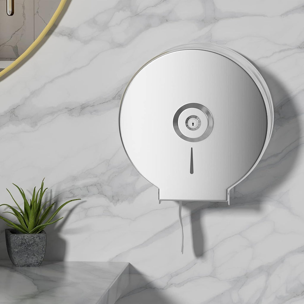 Dispensador de Toallas de Papel – Acero Inoxidable Toallero con Cerradura – Dispensadores de Papel higiénico – Diámetro 255mm, Mandril 40mm