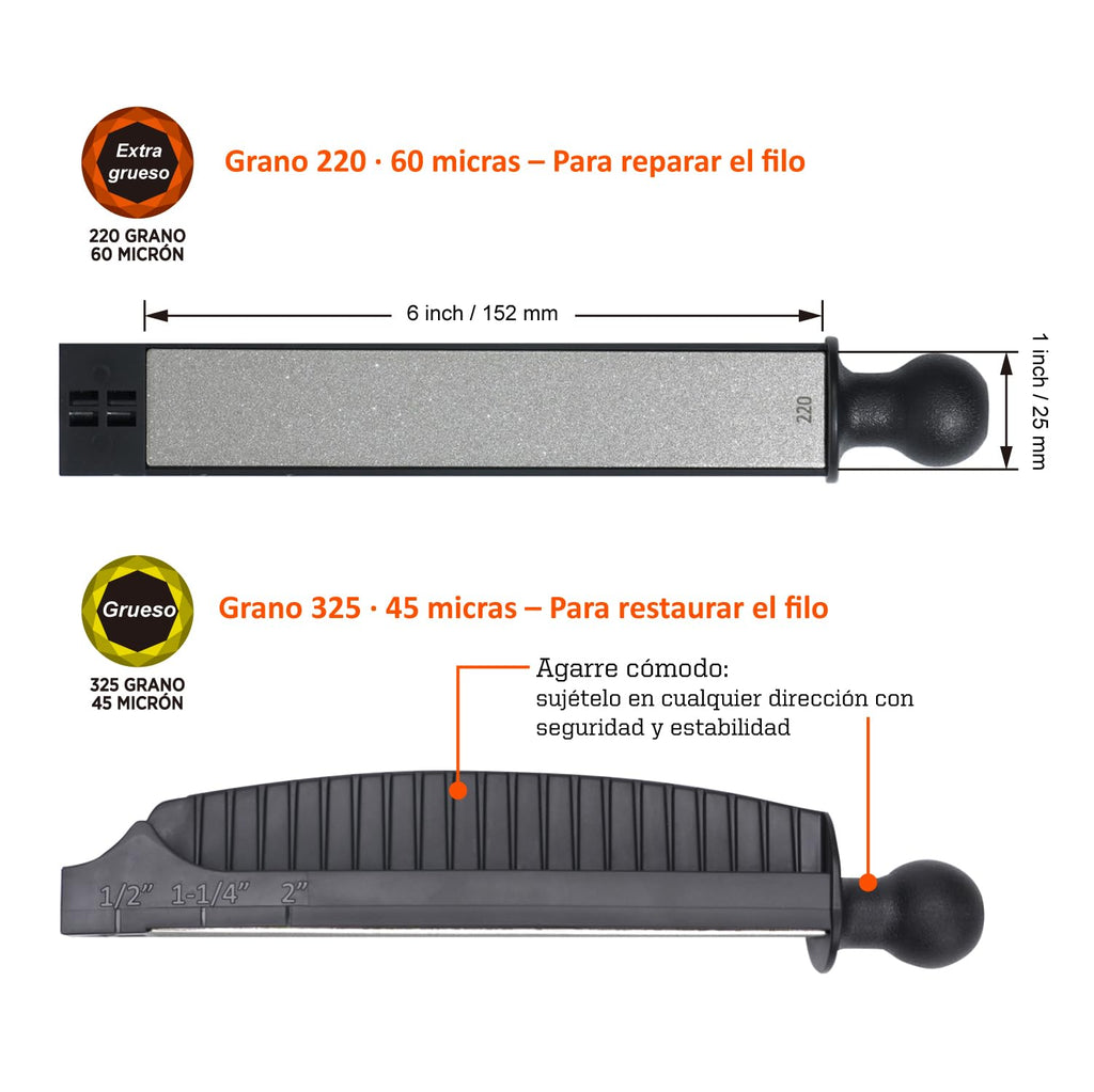 SHARPAL 202H Sistema de afilado de precisión, ángulo ajustable 10-35° | Kit de afilado, 7 placas abrasivas: diamante 220/325/600/1000, piedra 3000/6000, asentador de cuero, estuche para regalo