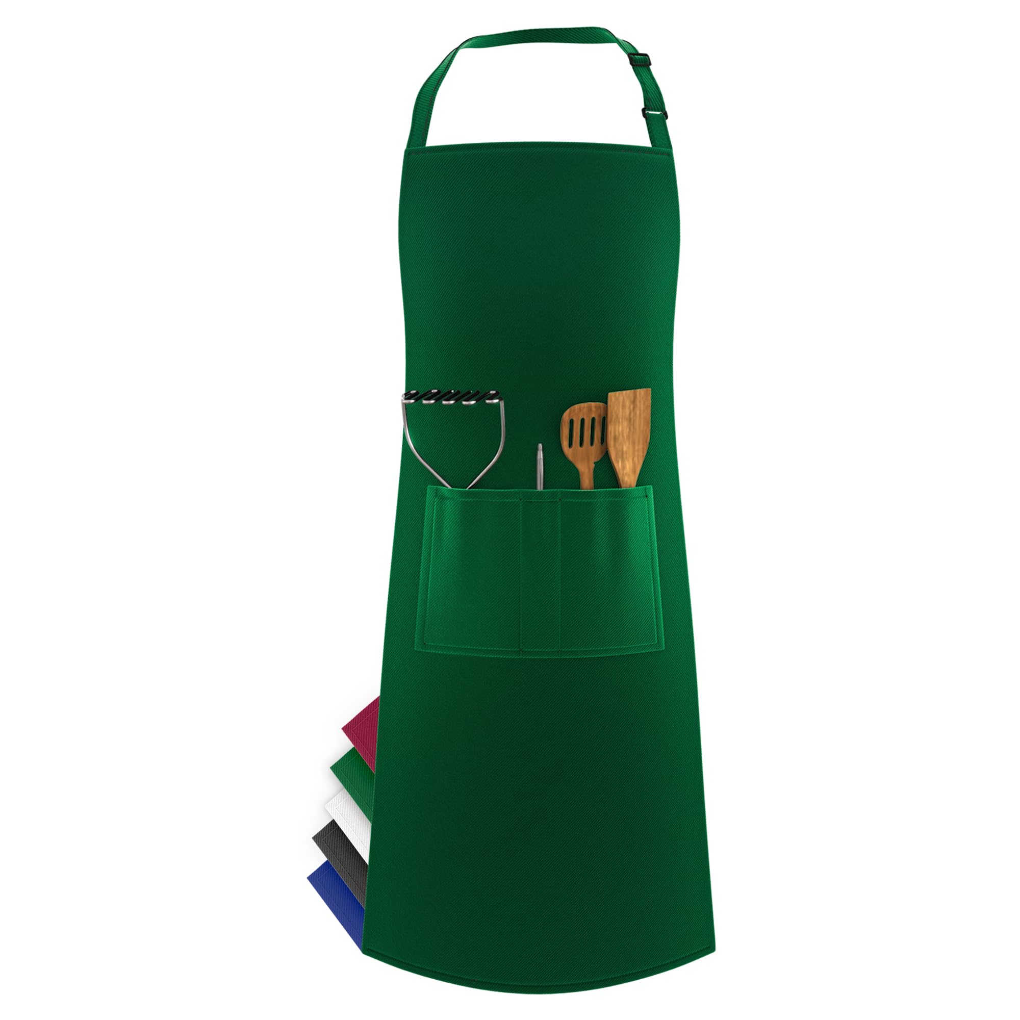 LEFUNDA® Delantal de Cocina Impermeable con 3 Bolsillos Ajustable, Delantal de Barbacoa con Correas Largas, Delantal de Cocina para Hombres y Mujeres, Cocinar, Restaurante, Café, Hornear (Negro)