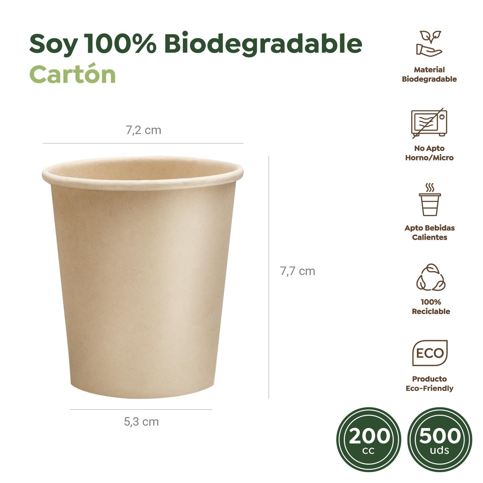 MAXI PRODUCTS - Vasos Café Desechables Kraft - Vasos Cartón - Vasos Desechables Catering - Vasos Café para Llevar - APTO BEBIDAS CALIENTES Y FRÍAS (120 cc, 200 unidades)