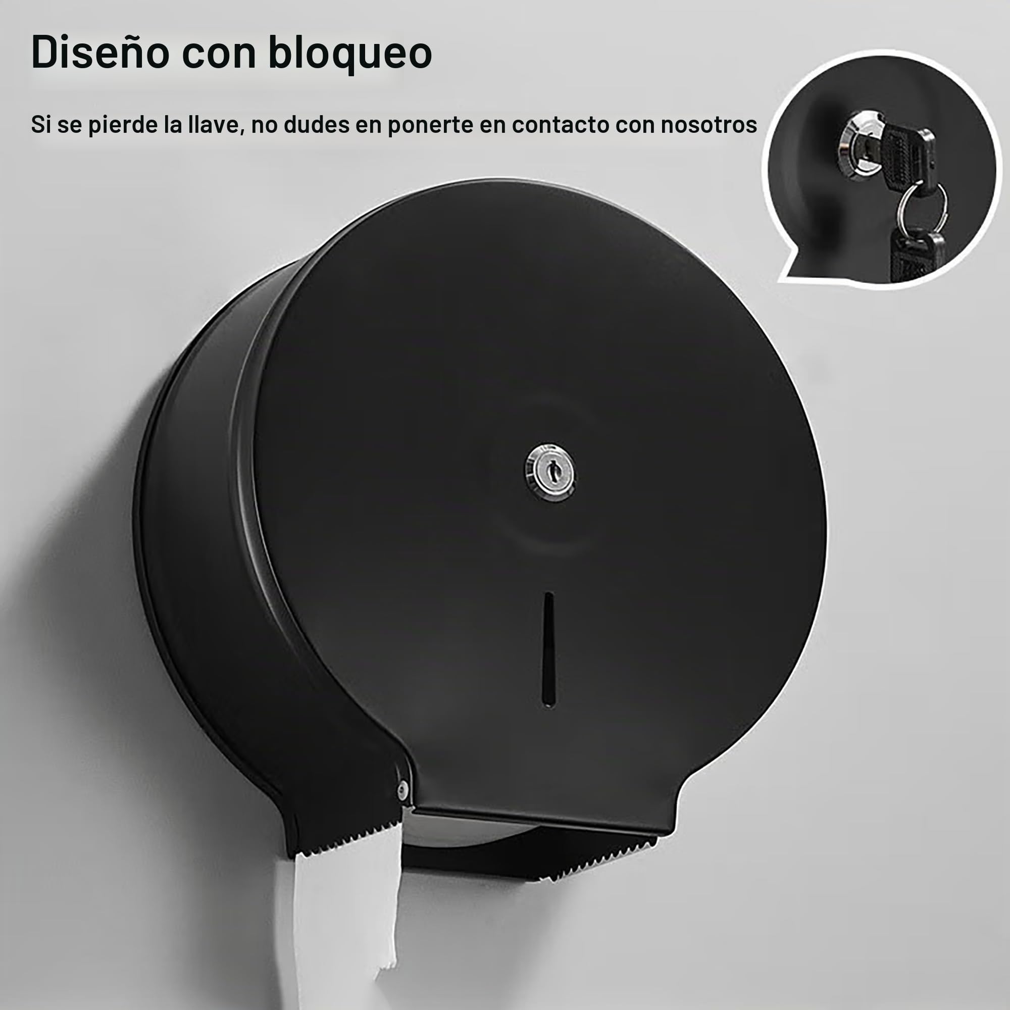 Dispensador de Toallas de Papel – Acero Inoxidable Toallero con Cerradura – Dispensadores de Papel higiénico – Diámetro 255mm, Mandril 40mm