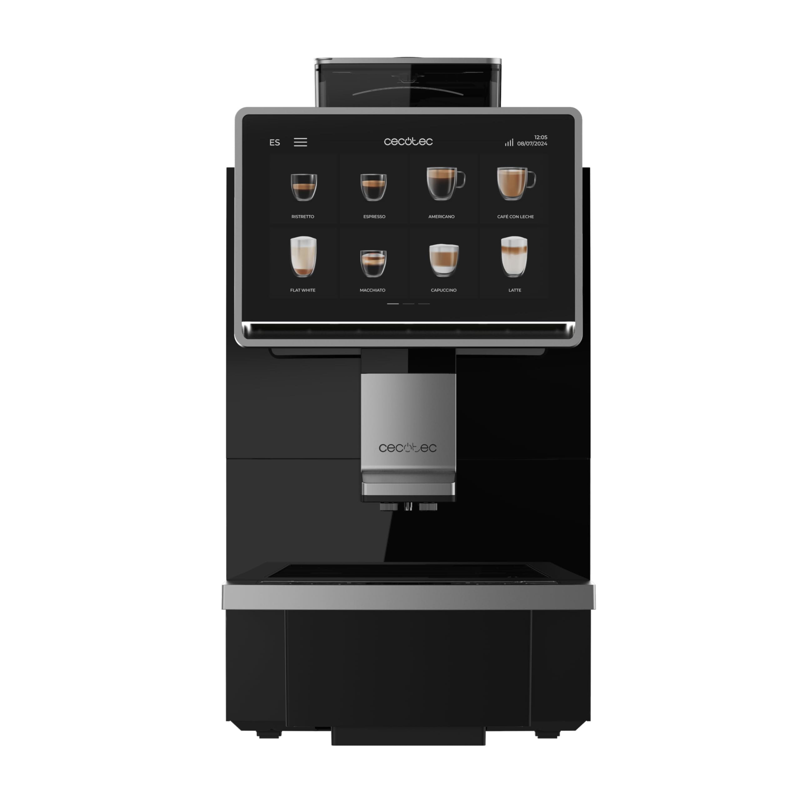 Cecotec Cafetera Superautomática Comercial Cremmaet Lounge. 2900W, Pantalla Táctil, Molido Uniforme, 2 Molinillos, 35 Bebidas, 2 Depósitos de Café en Grano 700gr y 2 Depósito para Leche en Polvo