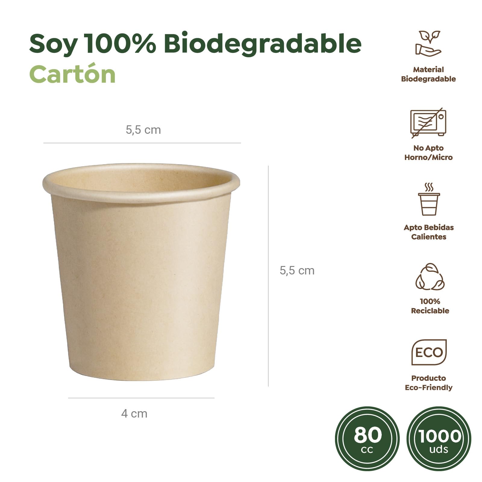 MAXI PRODUCTS - Vasos Café Desechables Kraft - Vasos Cartón - Vasos Desechables Catering - Vasos Café para Llevar - APTO BEBIDAS CALIENTES Y FRÍAS (120 cc, 200 unidades)