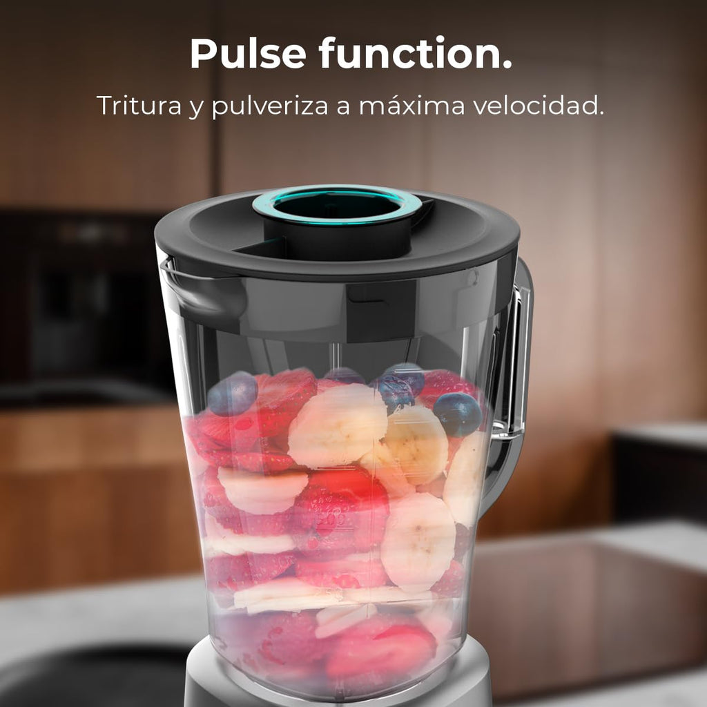 Cecotec Batidora de Vaso con Jarra de 1,5L Power Black Titanium 1300MAX B Pro. 1300W Potencia Máxima, 20000RPM, Cuchillas 4 Hojas de Titanio, 2 Velocidades + Función Pulse, Pica Hielo Fácil