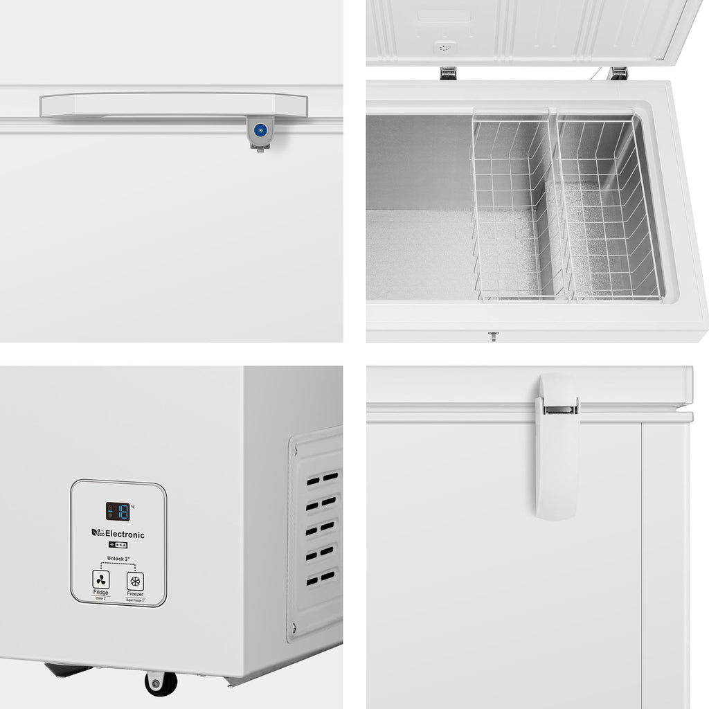 Hisense FT321D4AWLE - Arcón Congelador Horizontal, Cesta con Asa, Función Dual convertible en Modo Frigorífico, con 248 L de Capacidad Neta, Silencioso, Color Blanco