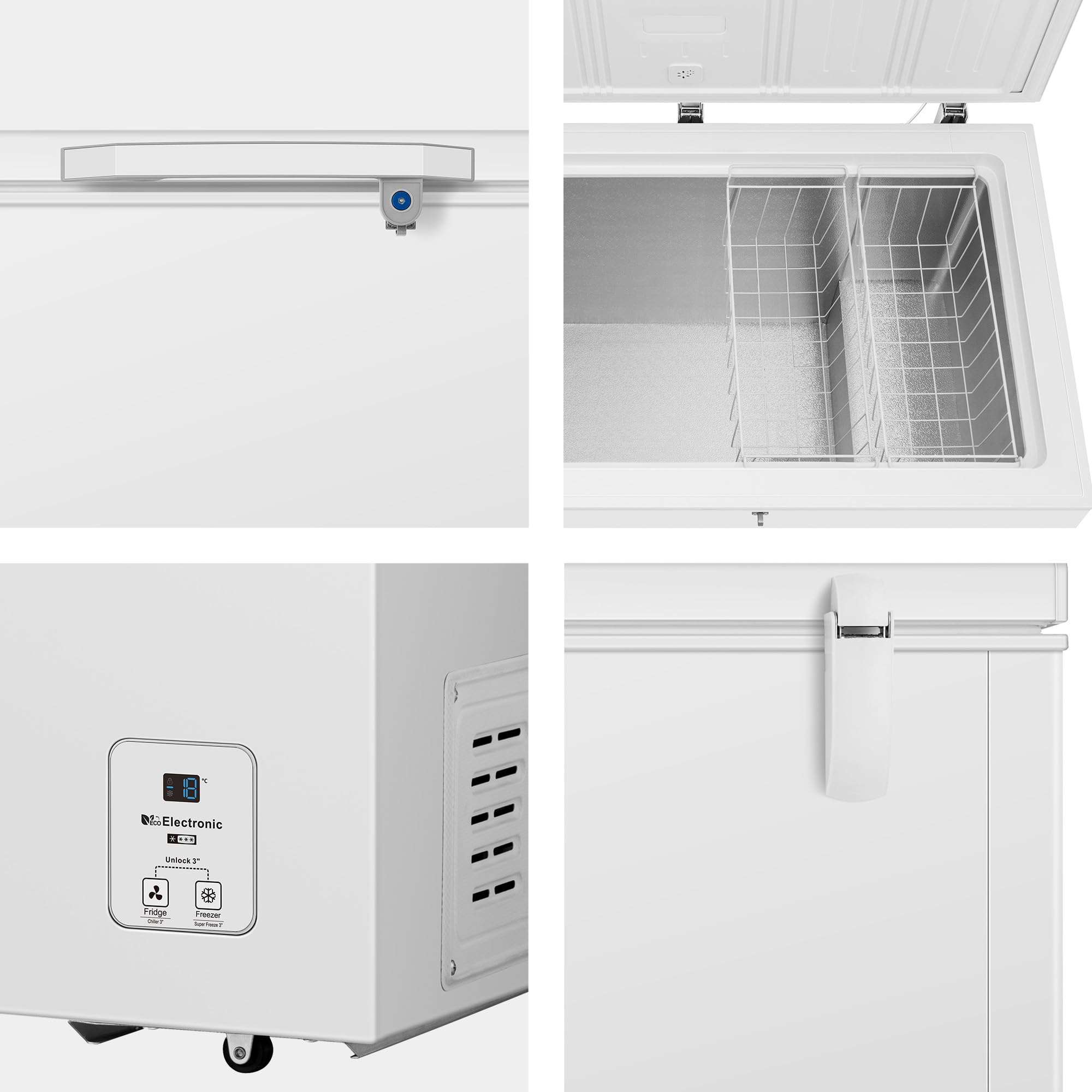 Hisense FT321D4AWLE - Arcón Congelador Horizontal, Cesta con Asa, Función Dual convertible en Modo Frigorífico, con 248 L de Capacidad Neta, Silencioso, Color Blanco