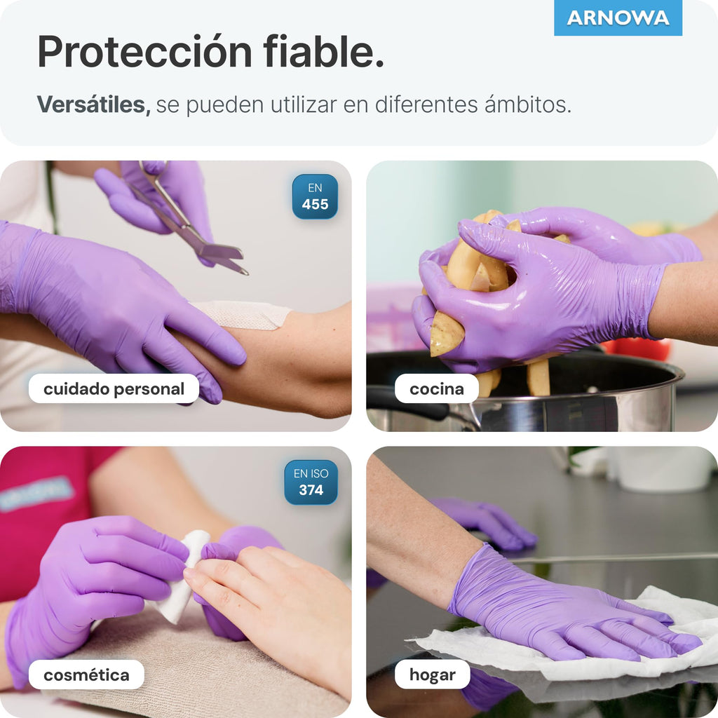 100x ARNOMED® Guantes nitrilo talla M Negro, Guantes desechables quirurgicos y laboratorio, Luvas nitrilo descartaveis sin polvo y látex, Manoplas nitrilo en XS, S, M, L, XL, XXL