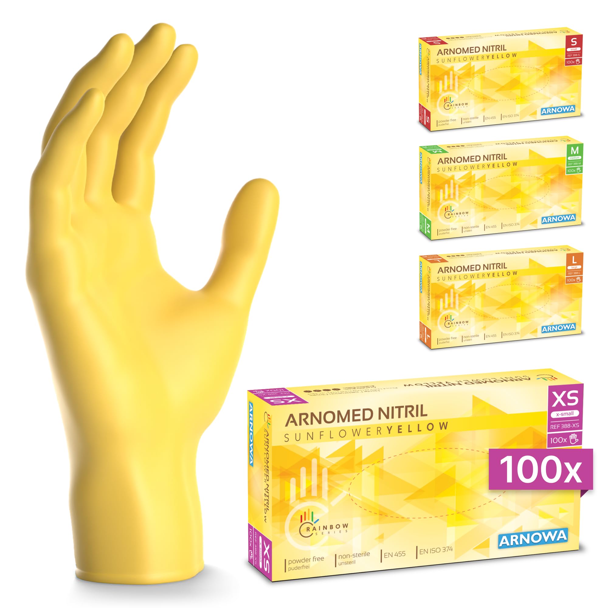 100x ARNOMED® Guantes nitrilo talla M Negro, Guantes desechables quirurgicos y laboratorio, Luvas nitrilo descartaveis sin polvo y látex, Manoplas nitrilo en XS, S, M, L, XL, XXL