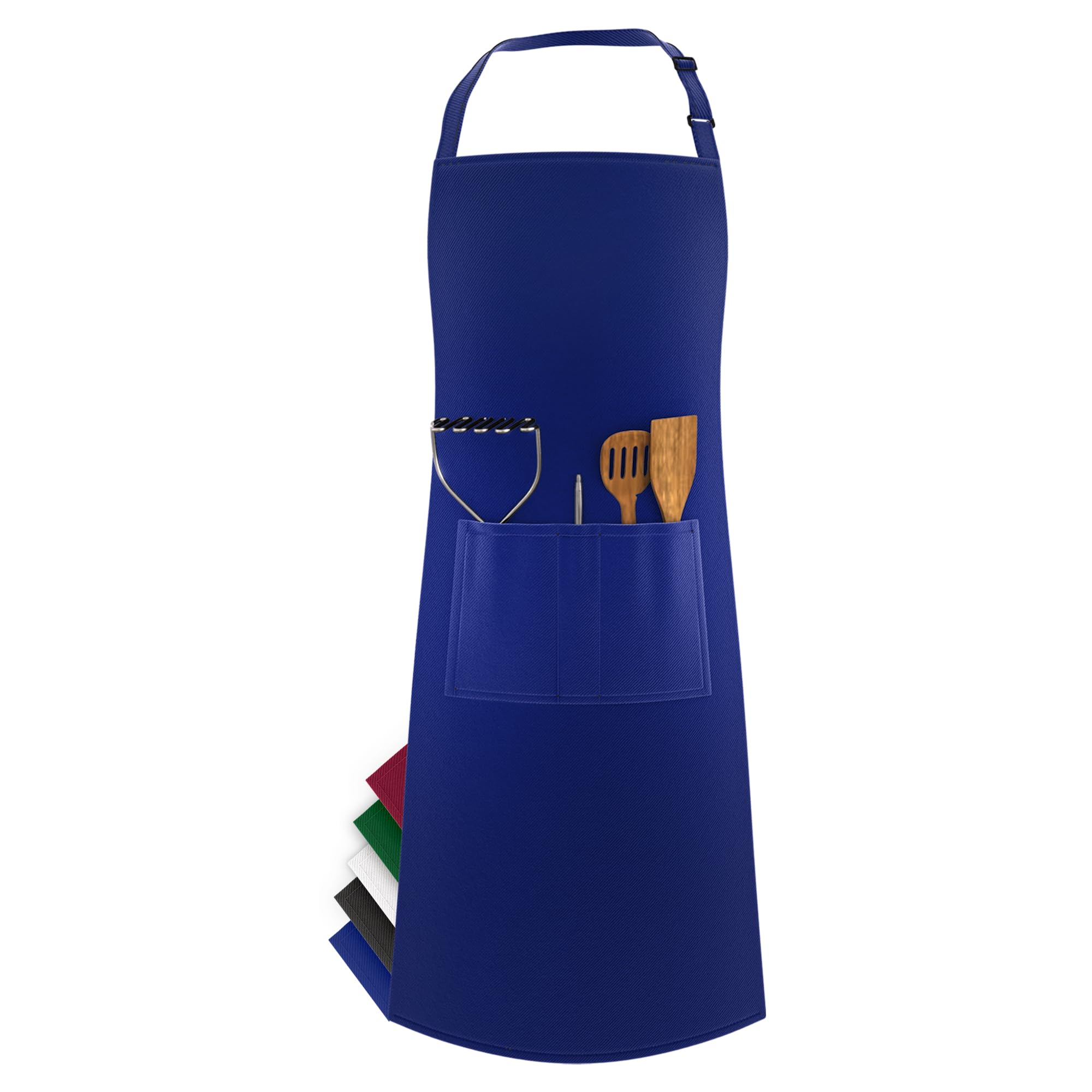LEFUNDA® Delantal de Cocina Impermeable con 3 Bolsillos Ajustable, Delantal de Barbacoa con Correas Largas, Delantal de Cocina para Hombres y Mujeres, Cocinar, Restaurante, Café, Hornear (Negro)