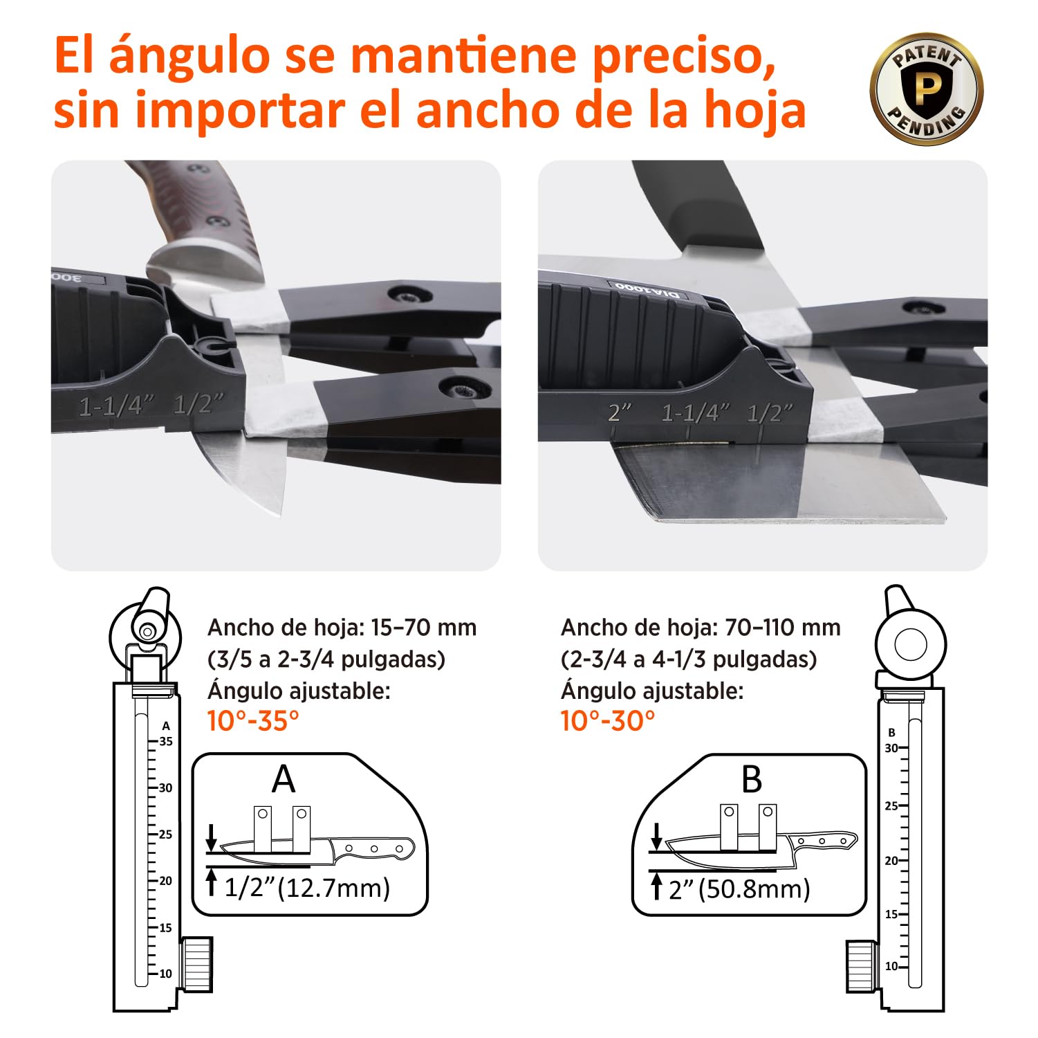 SHARPAL 202H Sistema de afilado de precisión, ángulo ajustable 10-35° | Kit de afilado, 7 placas abrasivas: diamante 220/325/600/1000, piedra 3000/6000, asentador de cuero, estuche para regalo