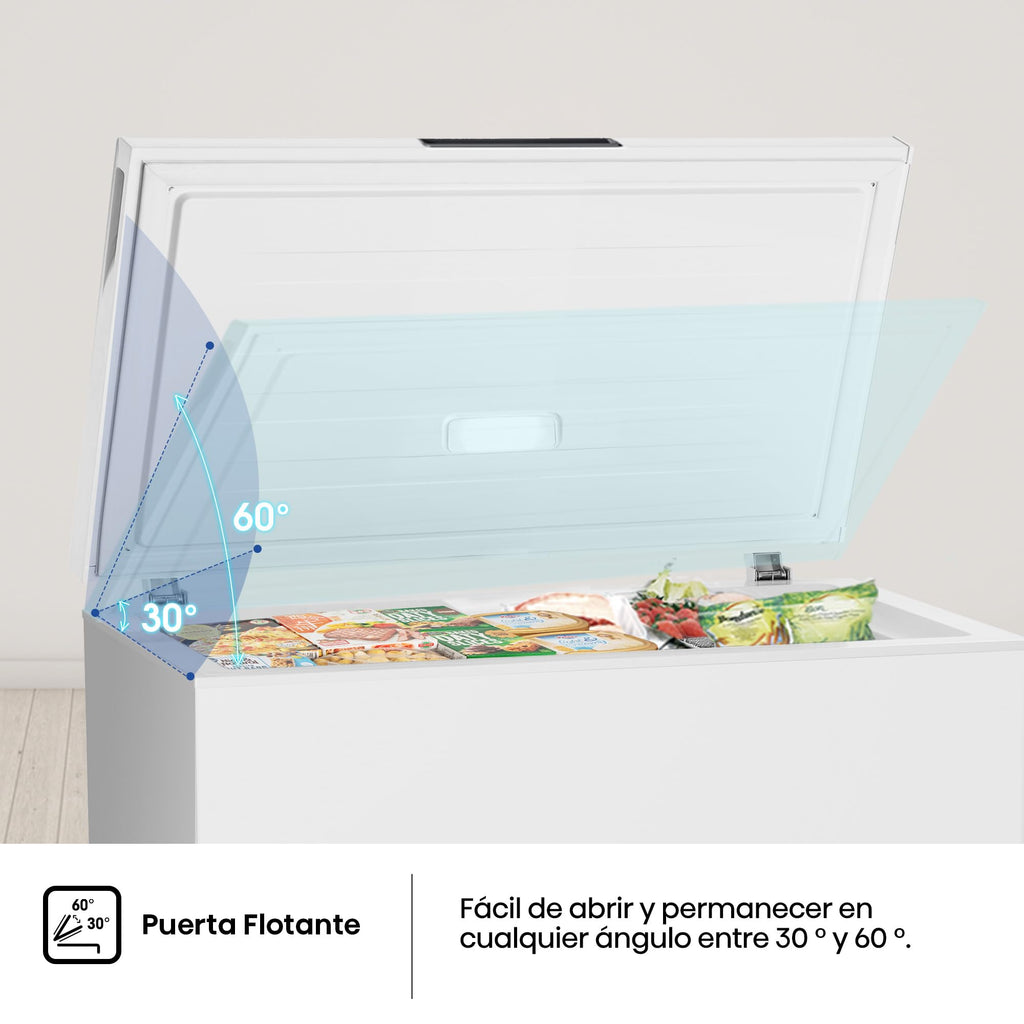 Hisense FT321D4AWLE - Arcón Congelador Horizontal, Cesta con Asa, Función Dual convertible en Modo Frigorífico, con 248 L de Capacidad Neta, Silencioso, Color Blanco