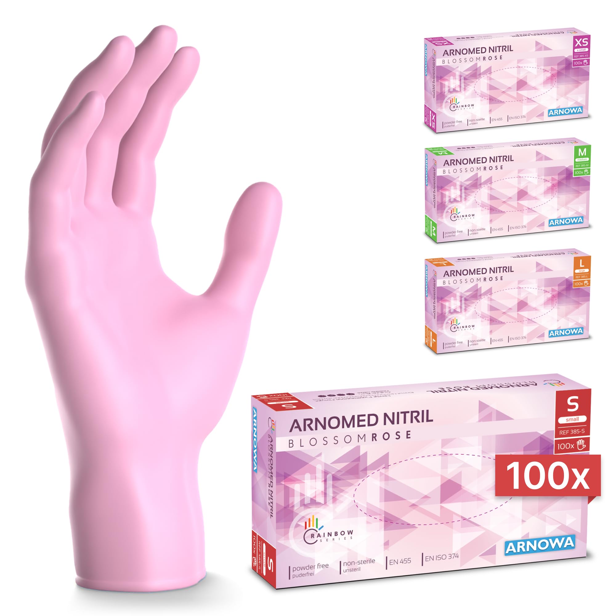 100x ARNOMED® Guantes nitrilo talla M Negro, Guantes desechables quirurgicos y laboratorio, Luvas nitrilo descartaveis sin polvo y látex, Manoplas nitrilo en XS, S, M, L, XL, XXL