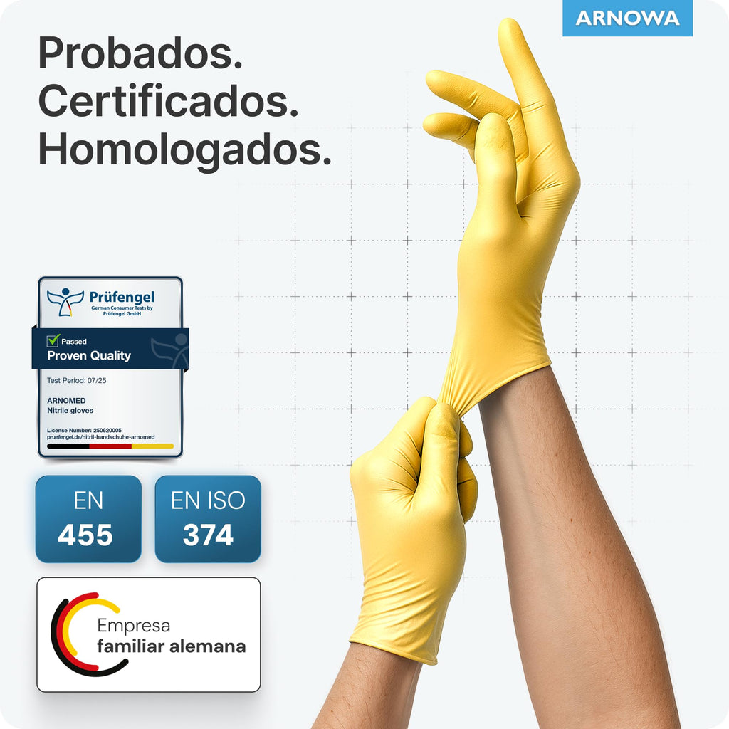 100x ARNOMED® Guantes nitrilo talla M Negro, Guantes desechables quirurgicos y laboratorio, Luvas nitrilo descartaveis sin polvo y látex, Manoplas nitrilo en XS, S, M, L, XL, XXL
