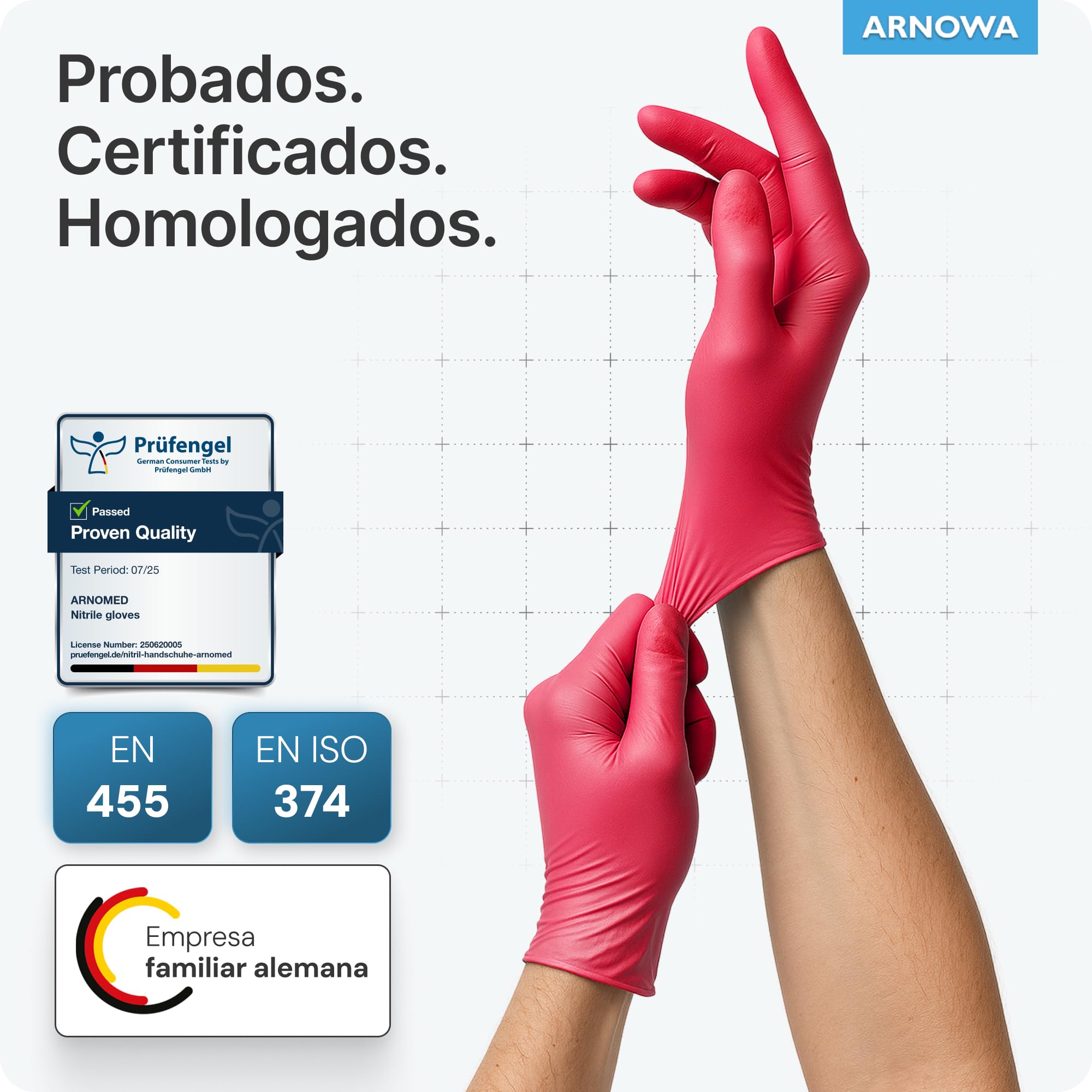 100x ARNOMED® Guantes nitrilo talla M Negro, Guantes desechables quirurgicos y laboratorio, Luvas nitrilo descartaveis sin polvo y látex, Manoplas nitrilo en XS, S, M, L, XL, XXL