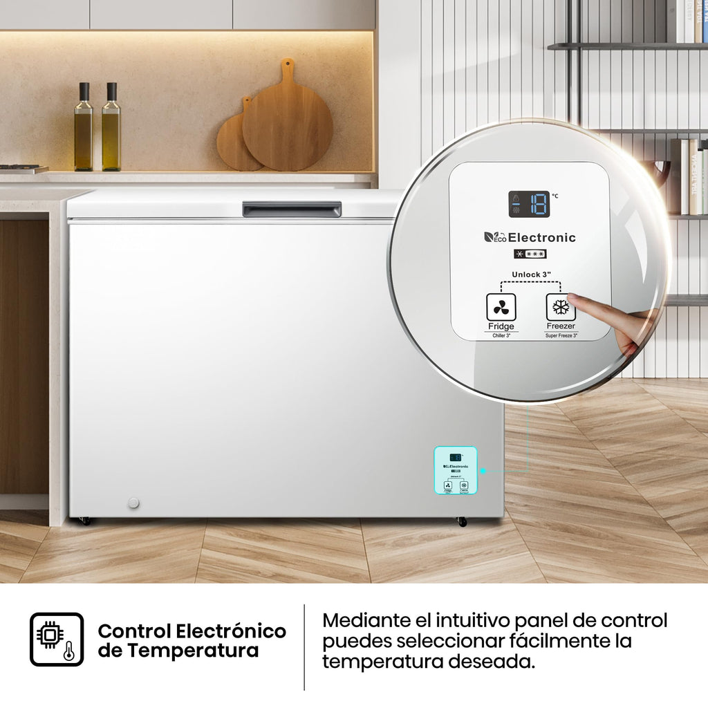 Hisense FT321D4AWLE - Arcón Congelador Horizontal, Cesta con Asa, Función Dual convertible en Modo Frigorífico, con 248 L de Capacidad Neta, Silencioso, Color Blanco
