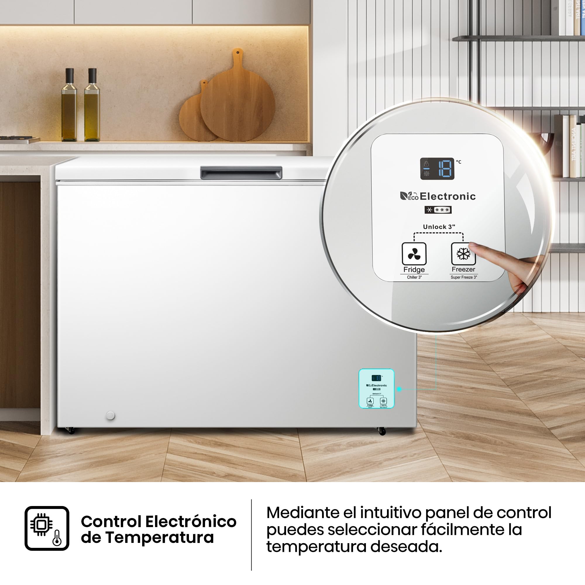 Hisense FT321D4AWLE - Arcón Congelador Horizontal, Cesta con Asa, Función Dual convertible en Modo Frigorífico, con 248 L de Capacidad Neta, Silencioso, Color Blanco