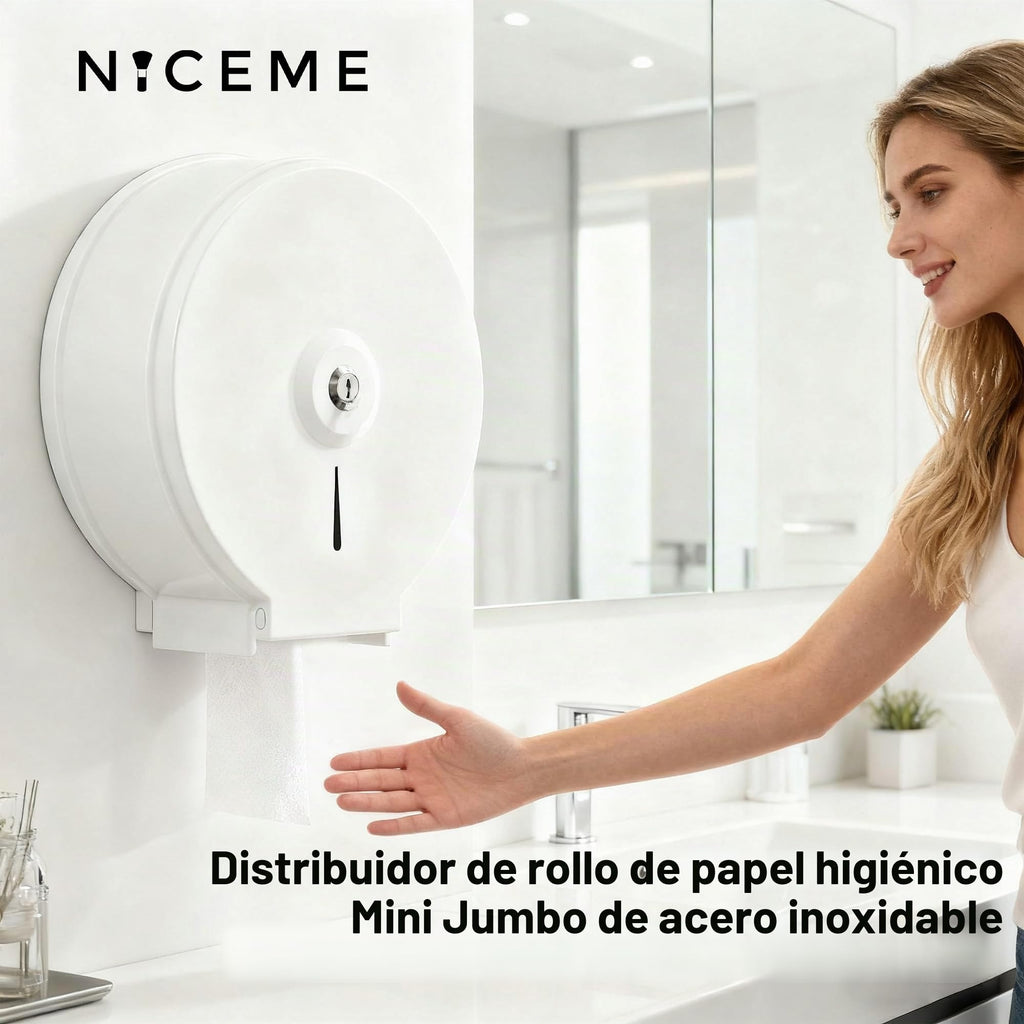 Dispensador de Toallas de Papel – Acero Inoxidable Toallero con Cerradura – Dispensadores de Papel higiénico – Diámetro 255mm, Mandril 40mm
