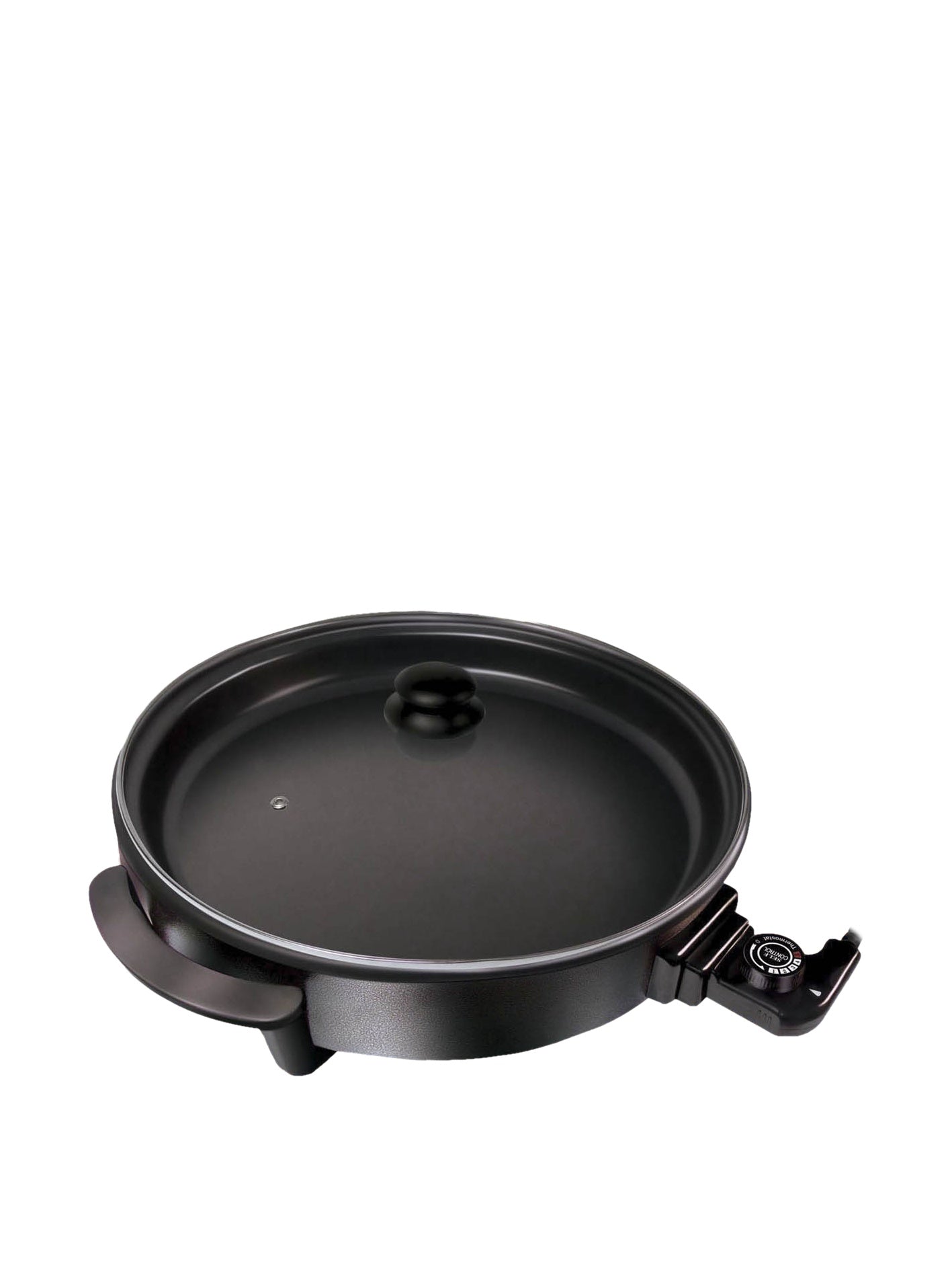 SOGO Sartén Paellera eléctrica con Tapa de Cristal Reforzado y Recubrimiento antiadherente | Ø interior 30 cm | profundidad 5 cm | termostato ajustable hasta 240º C | 1500W | SIN PFOA
