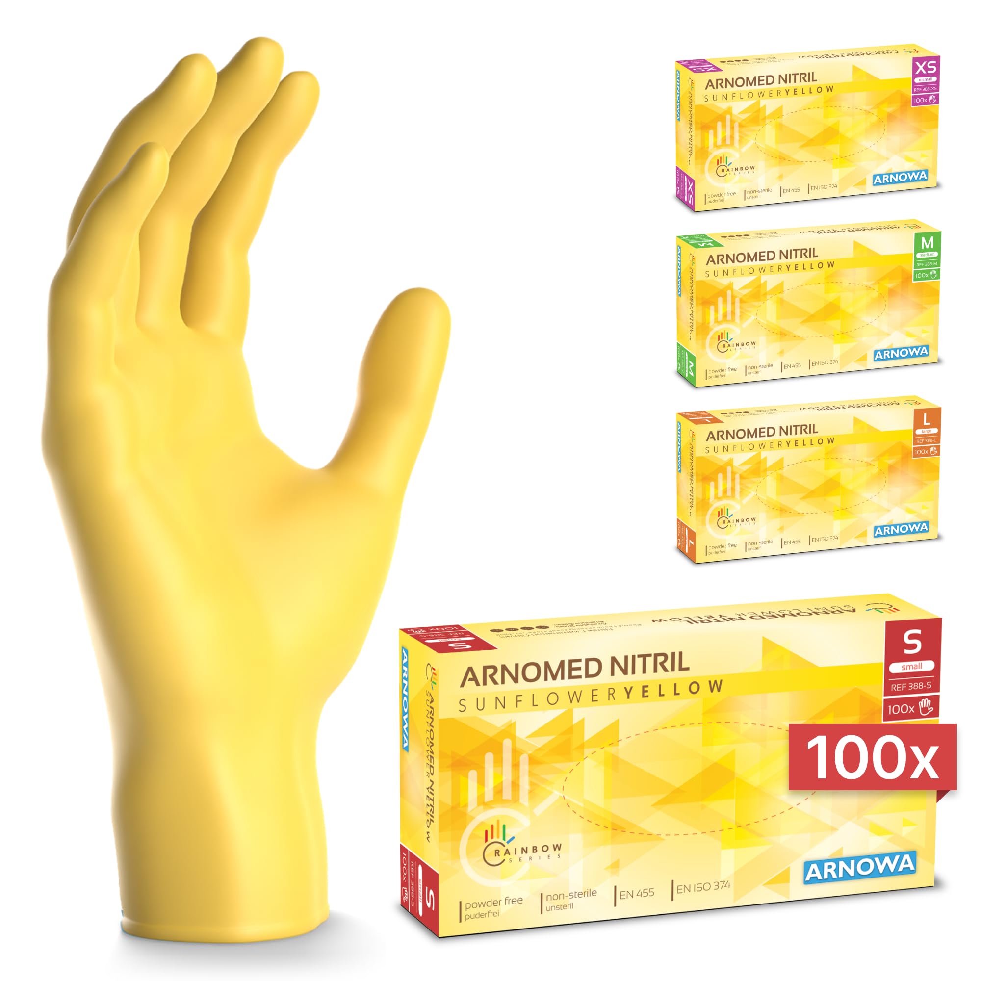 100x ARNOMED® Guantes nitrilo talla M Negro, Guantes desechables quirurgicos y laboratorio, Luvas nitrilo descartaveis sin polvo y látex, Manoplas nitrilo en XS, S, M, L, XL, XXL