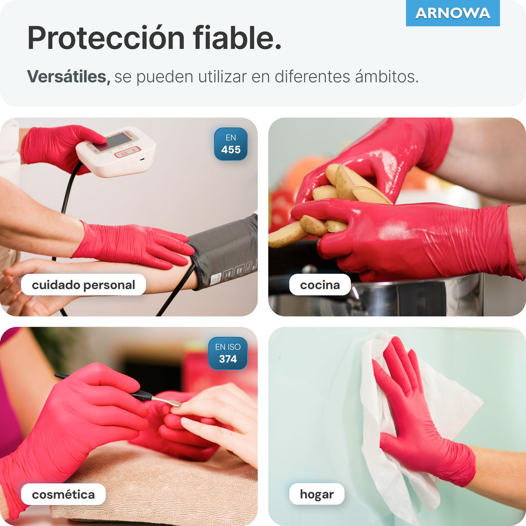 100x ARNOMED® Guantes nitrilo talla M Negro, Guantes desechables quirurgicos y laboratorio, Luvas nitrilo descartaveis sin polvo y látex, Manoplas nitrilo en XS, S, M, L, XL, XXL