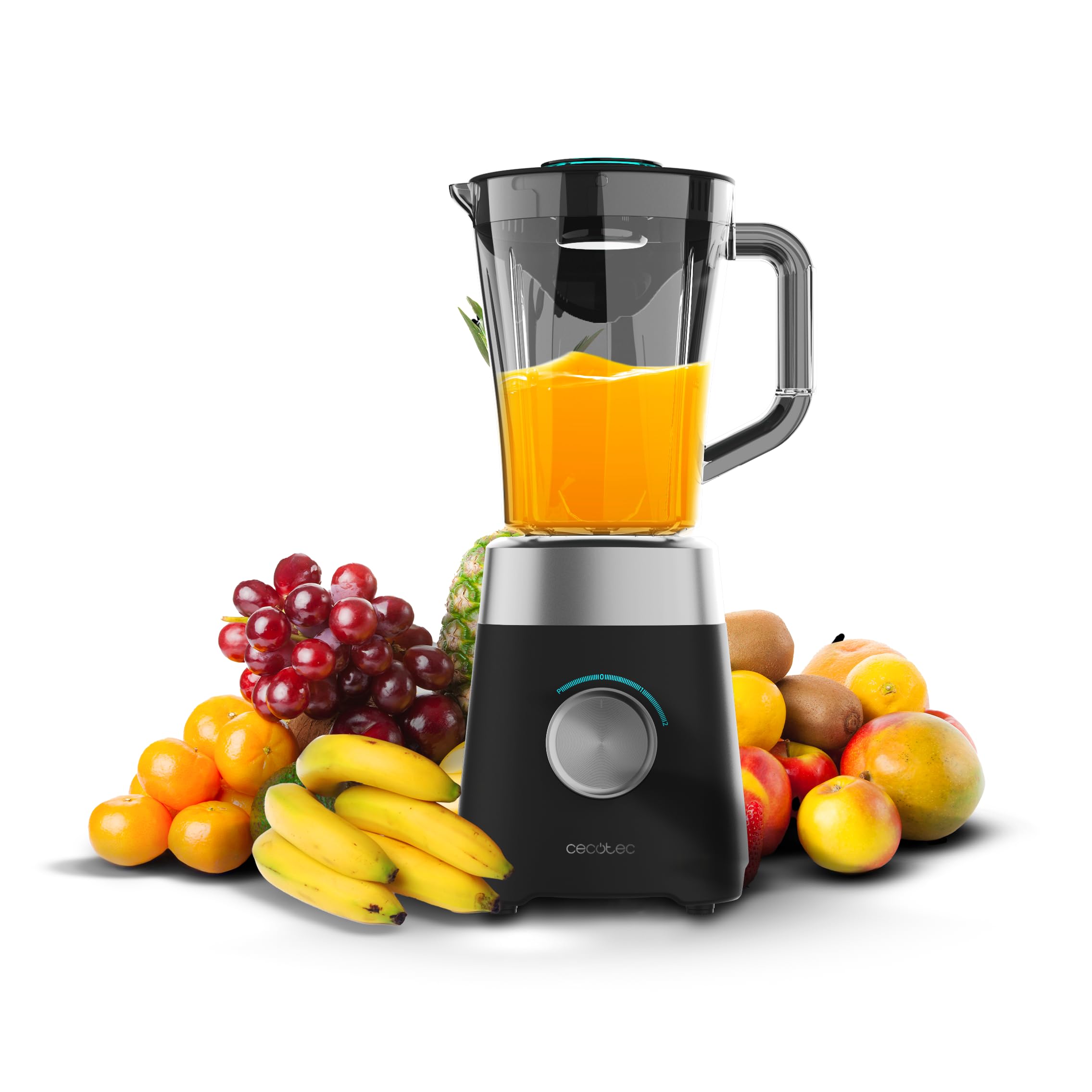 Cecotec Batidora de Vaso con Jarra de 1,5L Power Black Titanium 1300MAX B Pro. 1300W Potencia Máxima, 20000RPM, Cuchillas 4 Hojas de Titanio, 2 Velocidades + Función Pulse, Pica Hielo Fácil