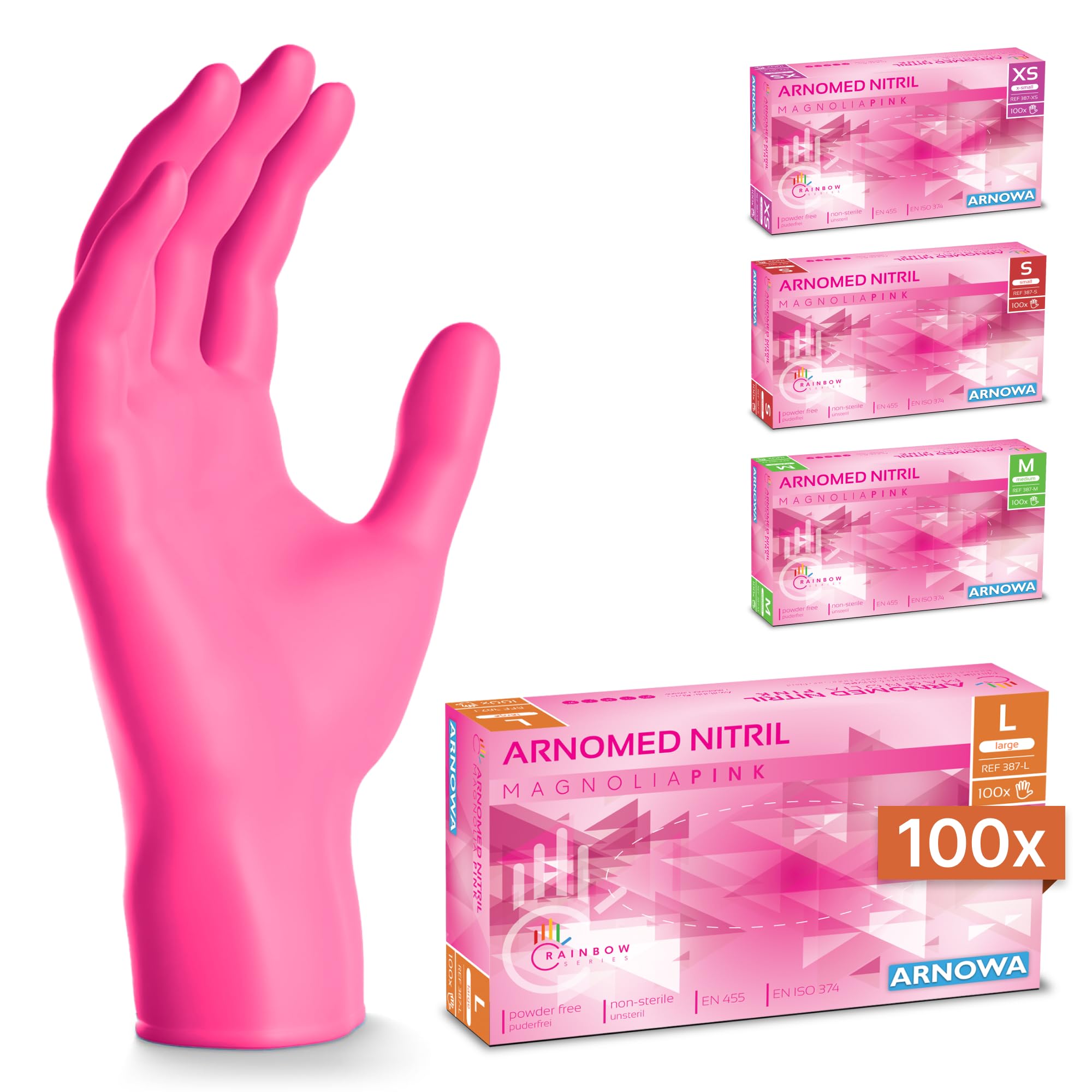 100x ARNOMED® Guantes nitrilo talla M Negro, Guantes desechables quirurgicos y laboratorio, Luvas nitrilo descartaveis sin polvo y látex, Manoplas nitrilo en XS, S, M, L, XL, XXL