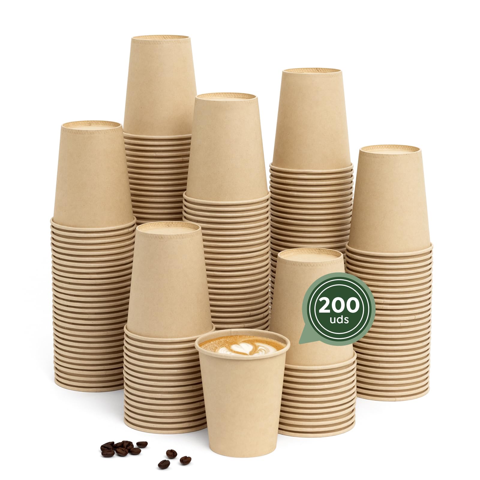 MAXI PRODUCTS - Vasos Café Desechables Kraft - Vasos Cartón - Vasos Desechables Catering - Vasos Café para Llevar - APTO BEBIDAS CALIENTES Y FRÍAS (120 cc, 200 unidades)