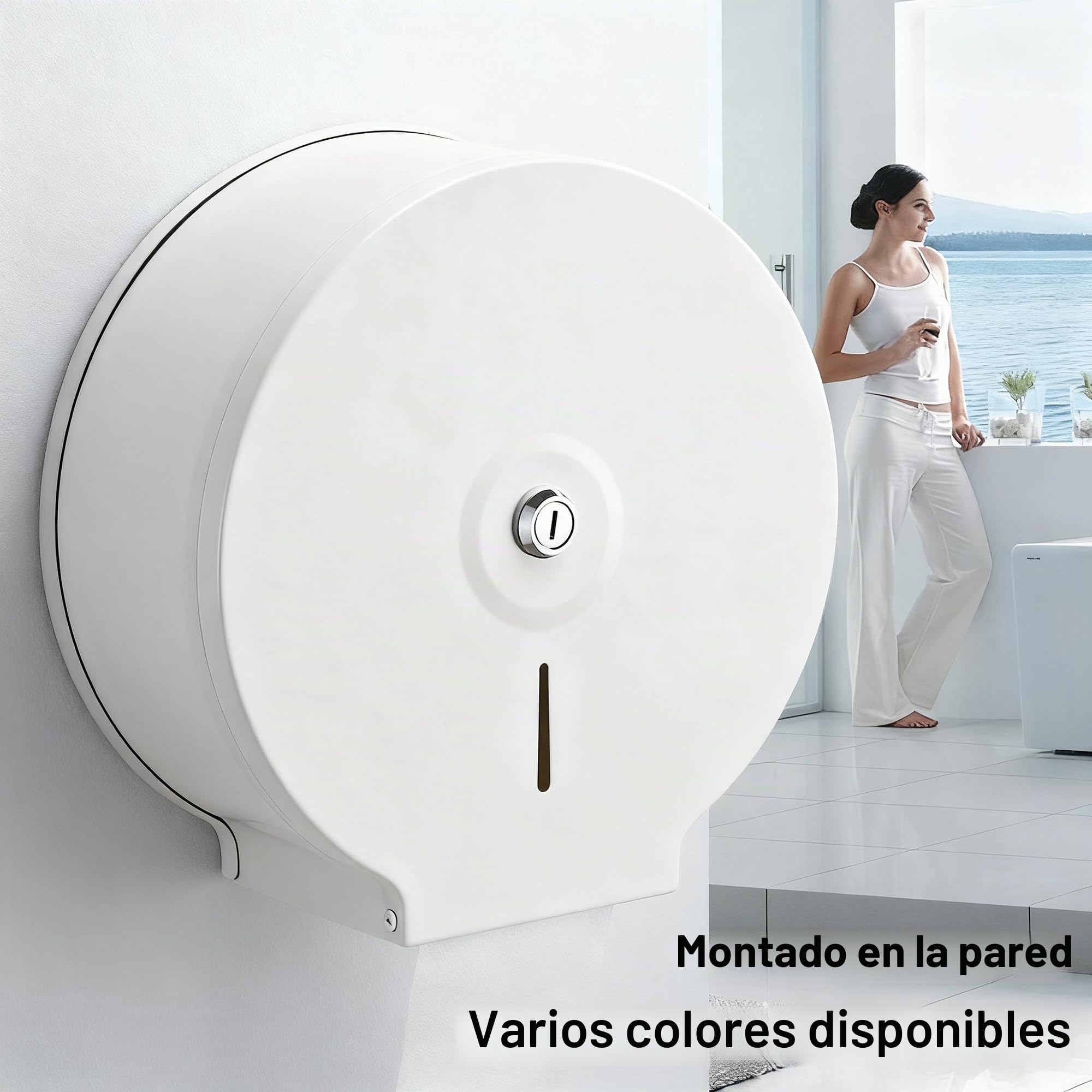Dispensador de Toallas de Papel – Acero Inoxidable Toallero con Cerradura – Dispensadores de Papel higiénico – Diámetro 255mm, Mandril 40mm