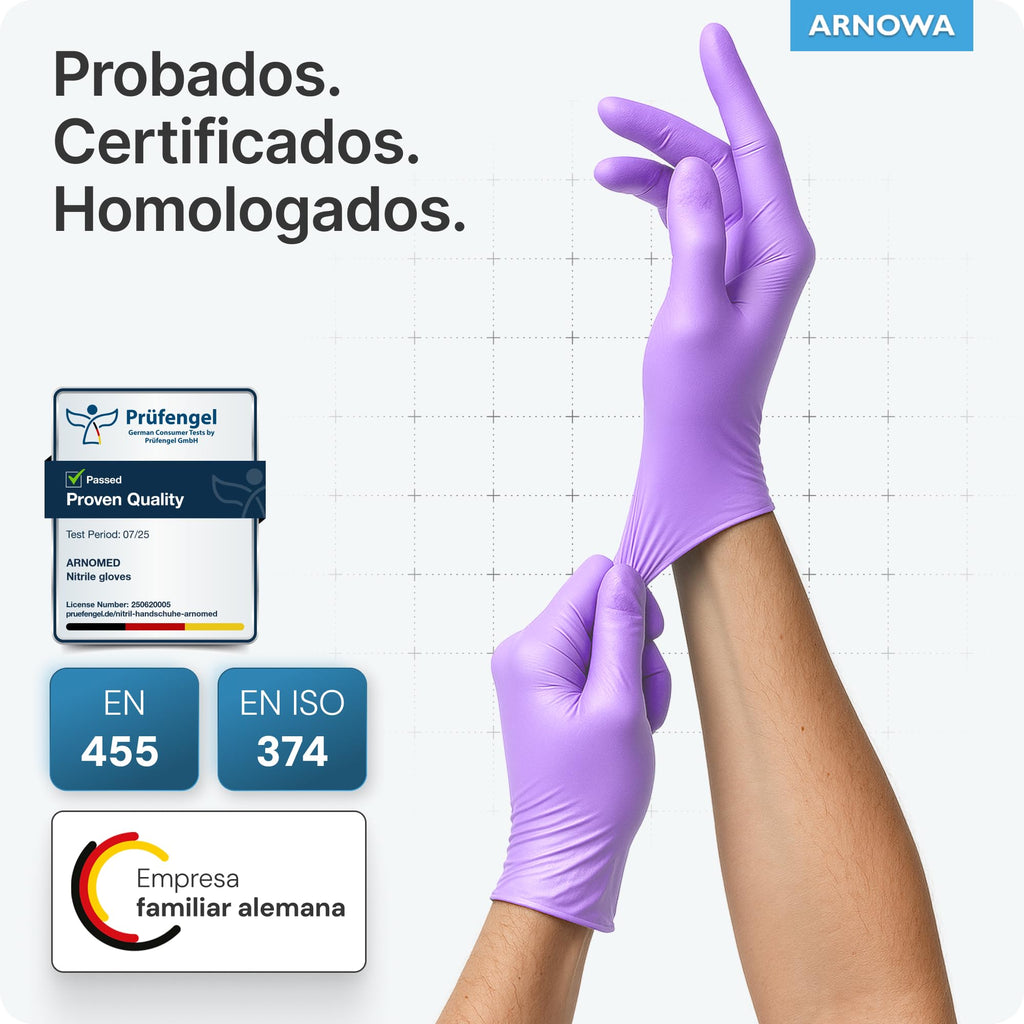 100x ARNOMED® Guantes nitrilo talla M Negro, Guantes desechables quirurgicos y laboratorio, Luvas nitrilo descartaveis sin polvo y látex, Manoplas nitrilo en XS, S, M, L, XL, XXL