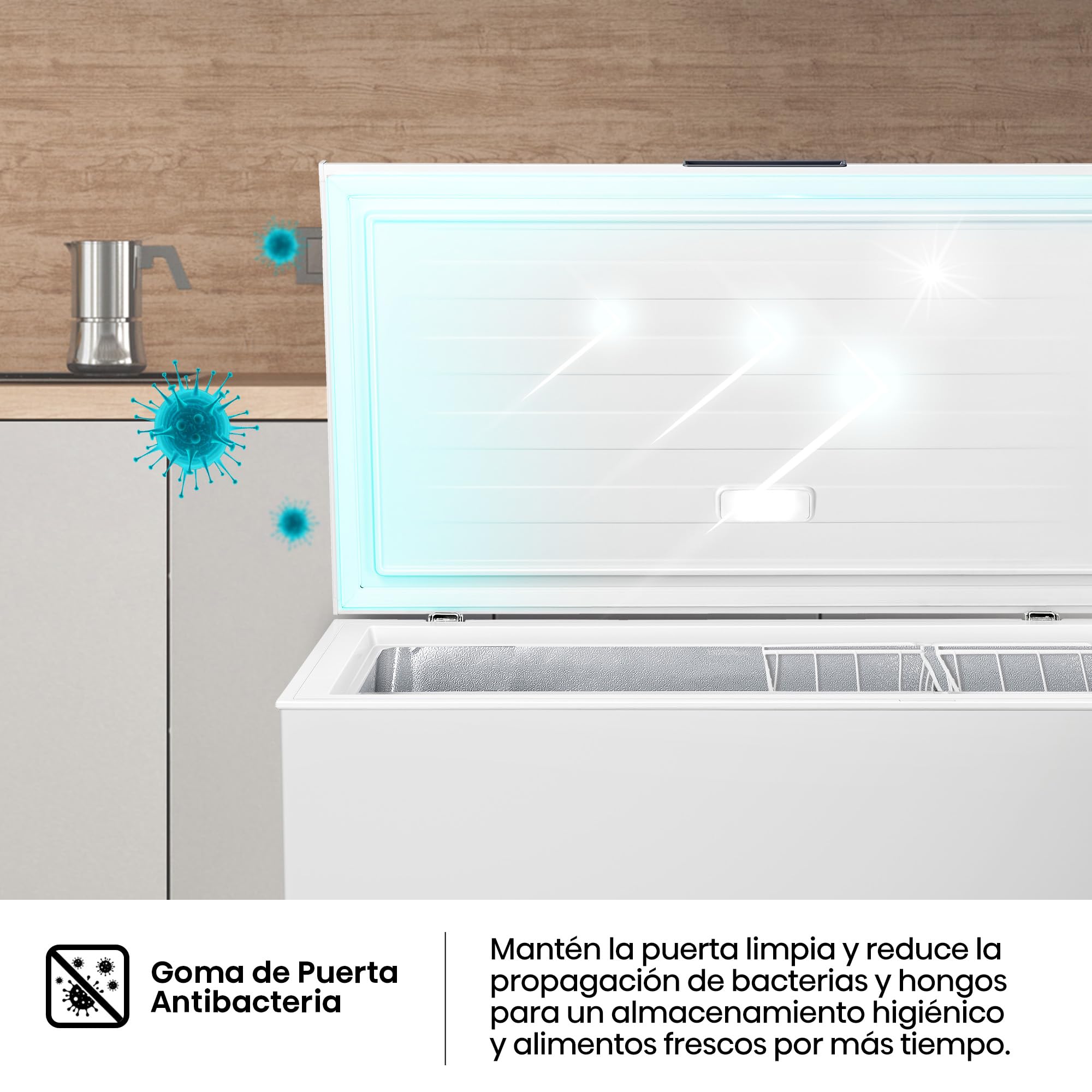 Hisense FT321D4AWLE - Arcón Congelador Horizontal, Cesta con Asa, Función Dual convertible en Modo Frigorífico, con 248 L de Capacidad Neta, Silencioso, Color Blanco