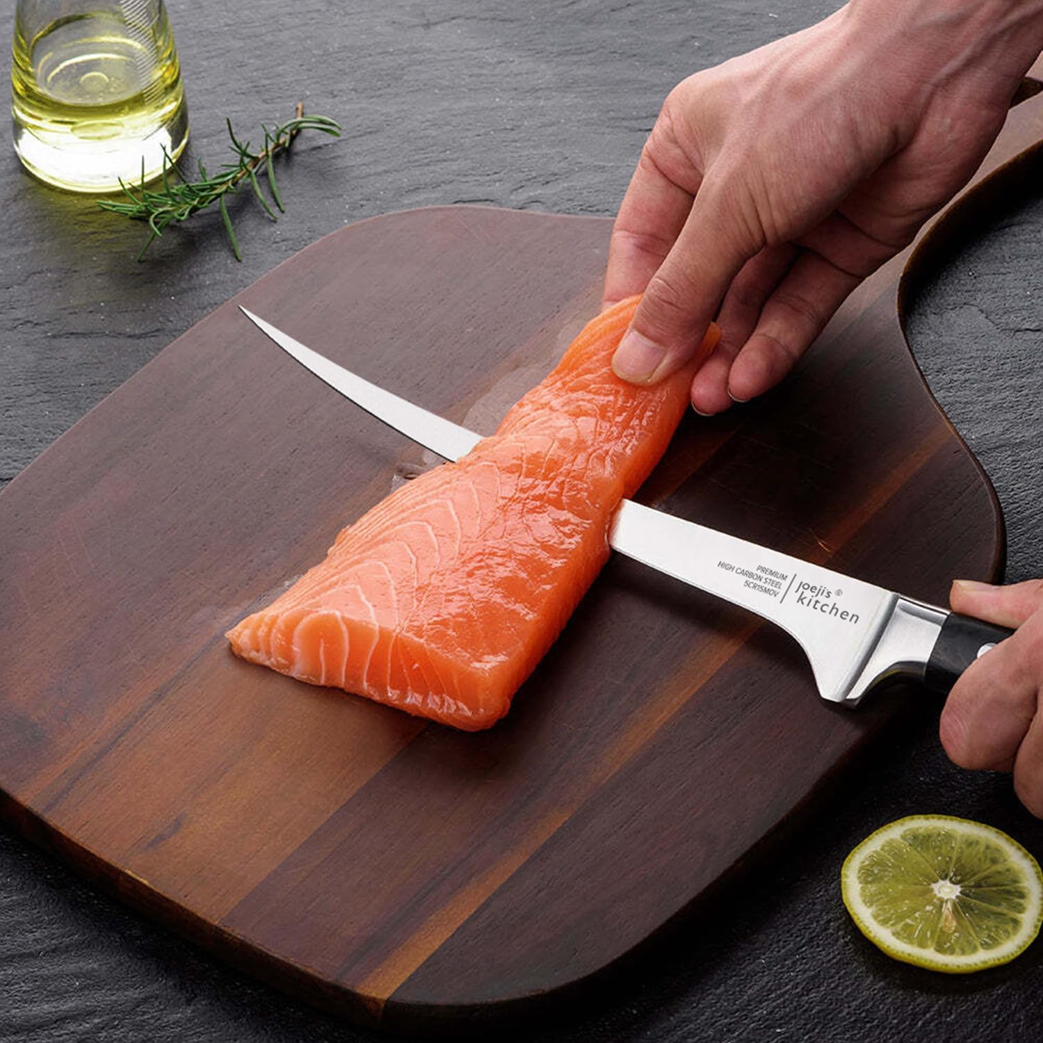joeji's Kitchen Cuchillo Deshuesador y Filetear 32cm | Hoja Flexible Acero Inoxidable | Deshuesar, Filetear, Recortar Carne y Pescado | Mango Ergonómico y Funda