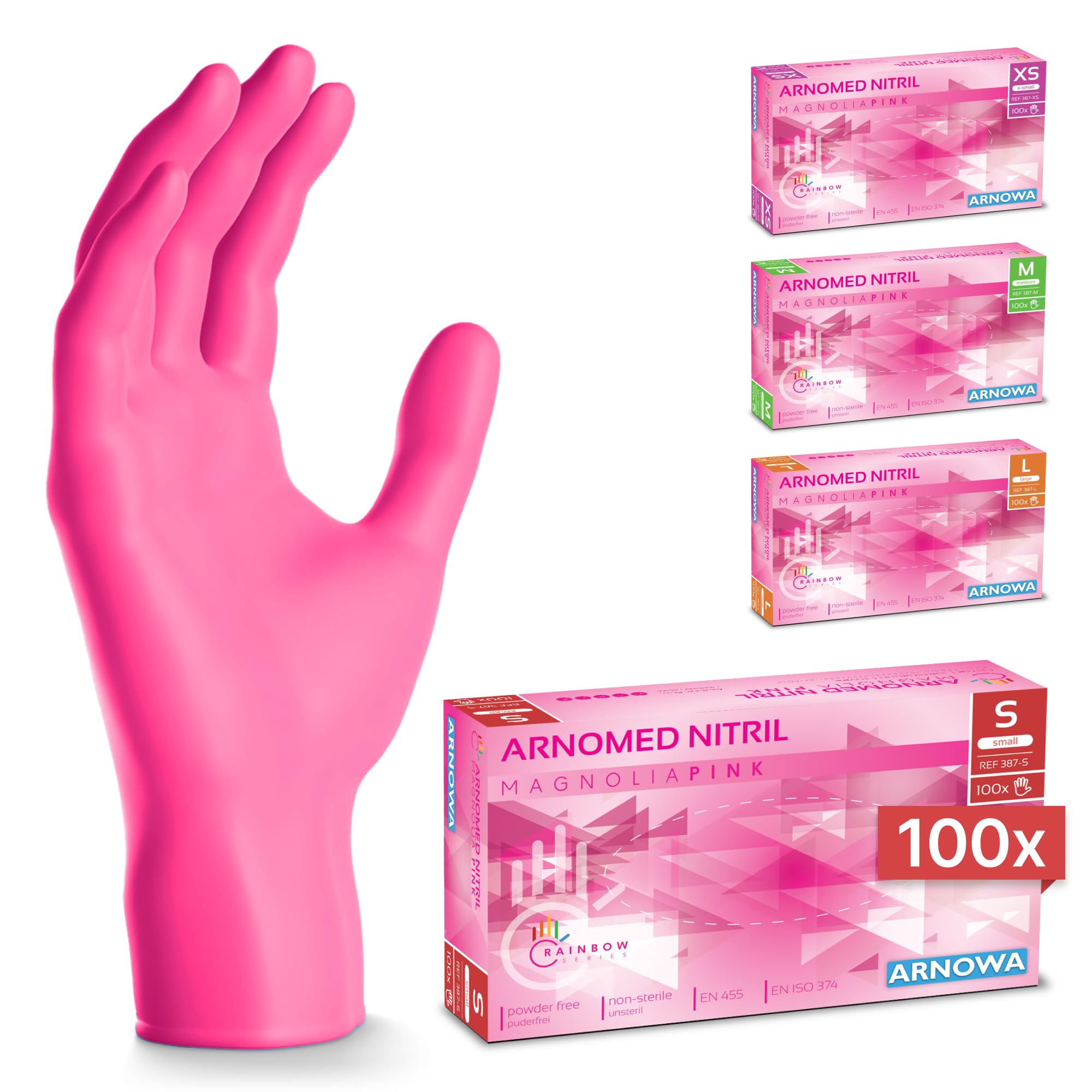 100x ARNOMED® Guantes nitrilo talla M Negro, Guantes desechables quirurgicos y laboratorio, Luvas nitrilo descartaveis sin polvo y látex, Manoplas nitrilo en XS, S, M, L, XL, XXL