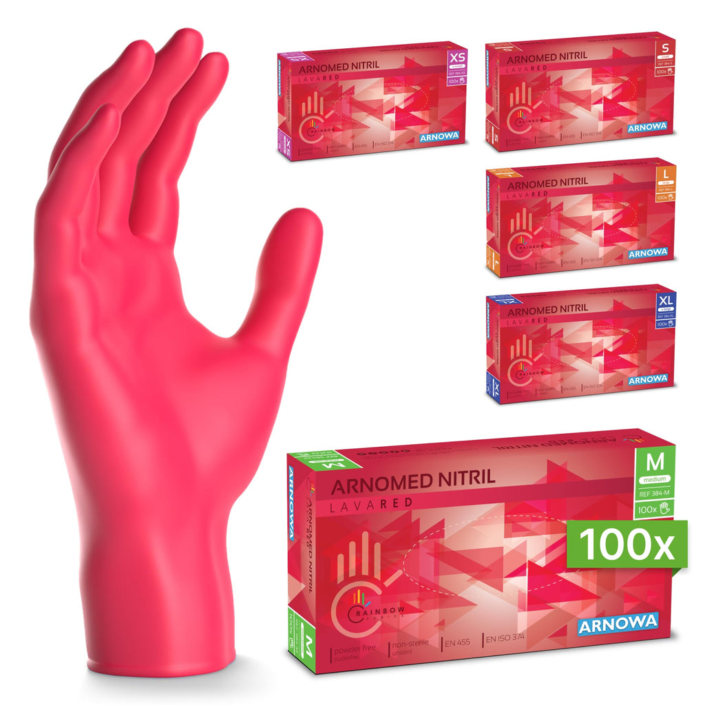 100x ARNOMED® Guantes nitrilo talla M Negro, Guantes desechables quirurgicos y laboratorio, Luvas nitrilo descartaveis sin polvo y látex, Manoplas nitrilo en XS, S, M, L, XL, XXL
