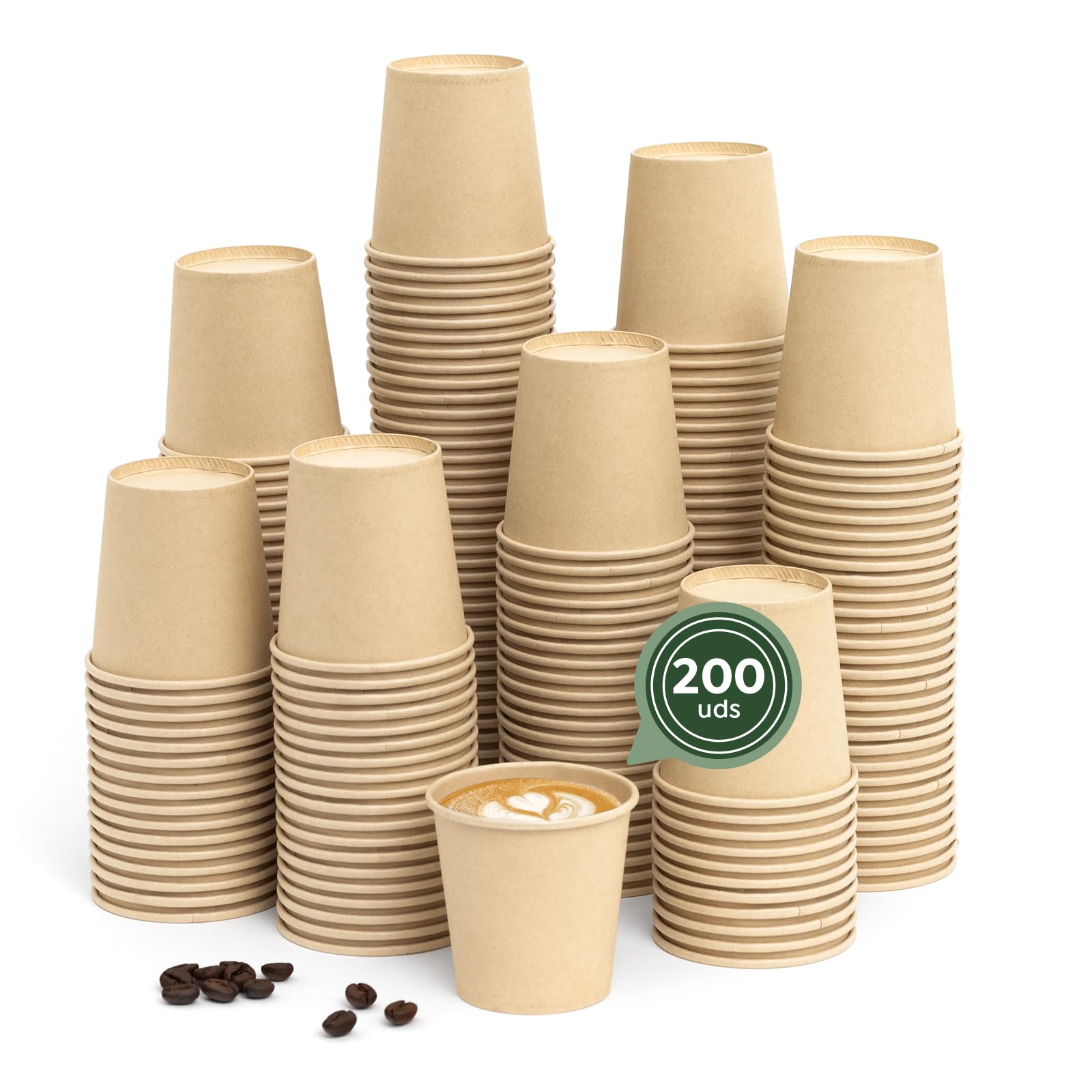 MAXI PRODUCTS - Vasos Café Desechables Kraft - Vasos Cartón - Vasos Desechables Catering - Vasos Café para Llevar - APTO BEBIDAS CALIENTES Y FRÍAS (120 cc, 200 unidades)