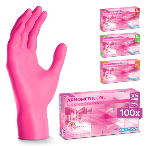 100x ARNOMED® Guantes nitrilo talla M Negro, Guantes desechables quirurgicos y laboratorio, Luvas nitrilo descartaveis sin polvo y látex, Manoplas nitrilo en XS, S, M, L, XL, XXL