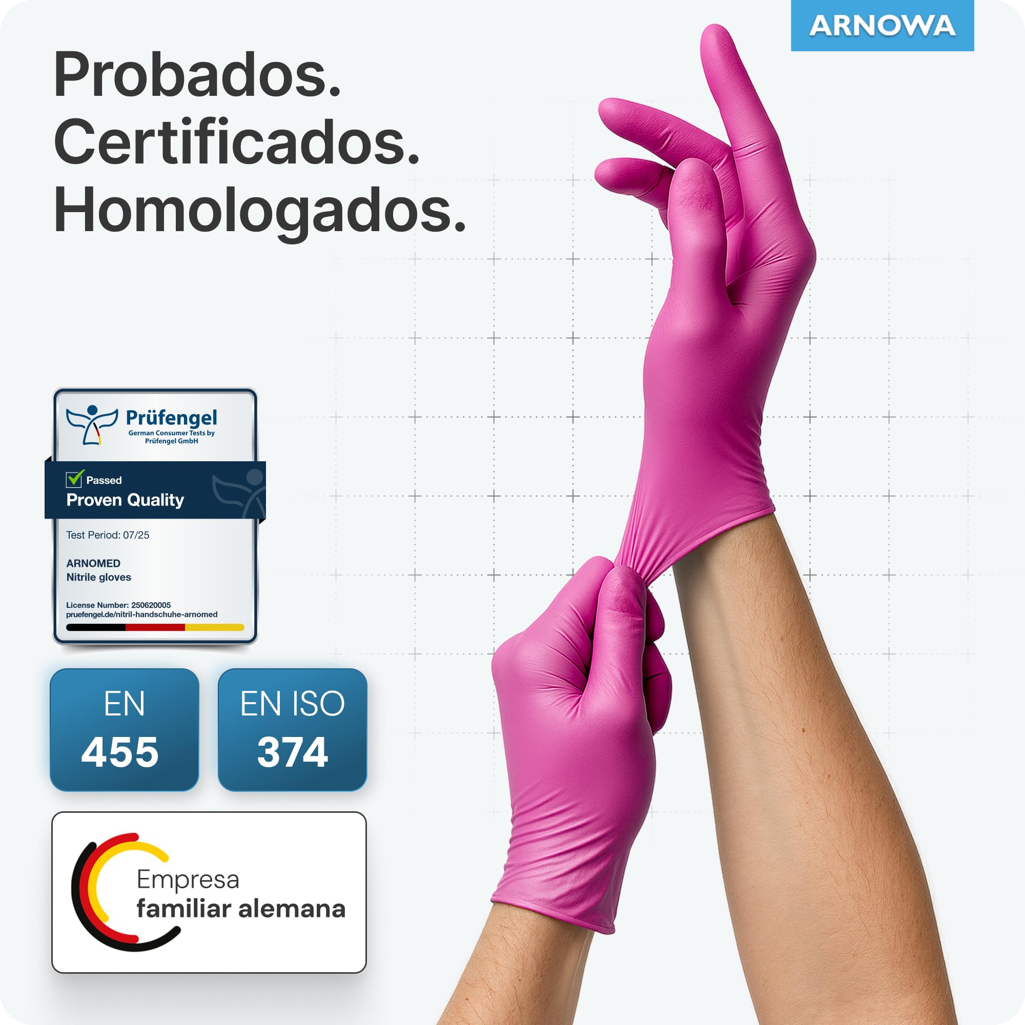 100x ARNOMED® Guantes nitrilo talla M Negro, Guantes desechables quirurgicos y laboratorio, Luvas nitrilo descartaveis sin polvo y látex, Manoplas nitrilo en XS, S, M, L, XL, XXL