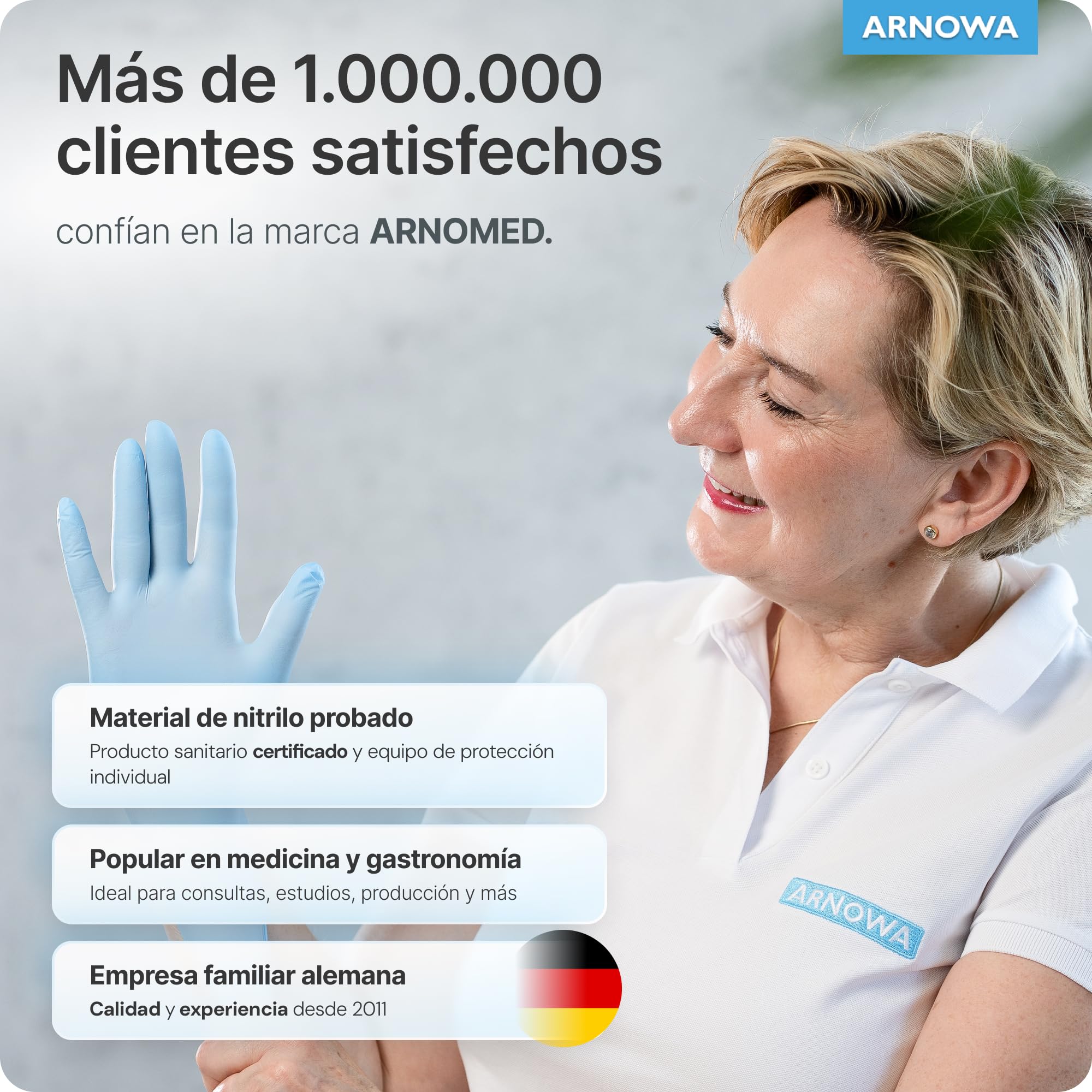 100x ARNOMED® Guantes nitrilo talla M Negro, Guantes desechables quirurgicos y laboratorio, Luvas nitrilo descartaveis sin polvo y látex, Manoplas nitrilo en XS, S, M, L, XL, XXL